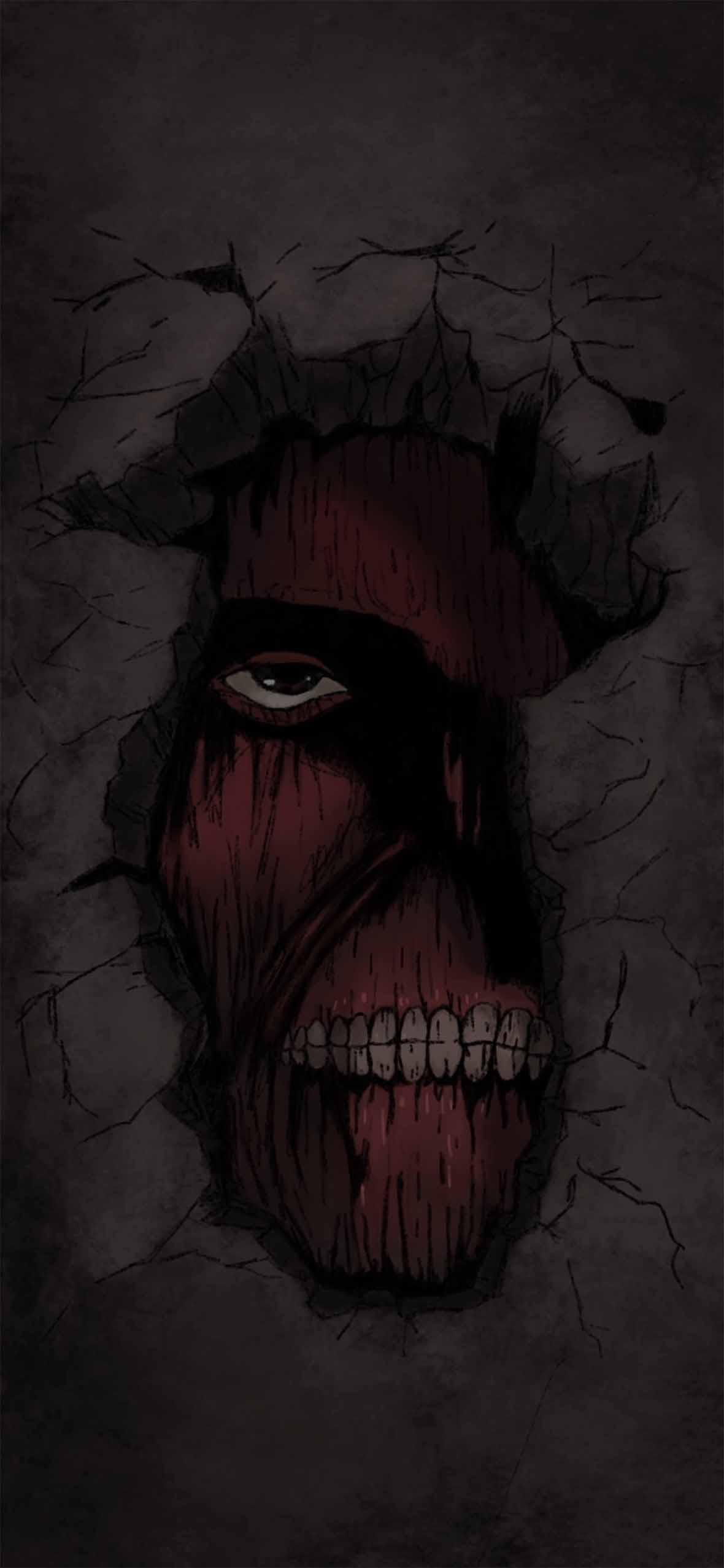 1180x2554 Colossal Titan Breaking Through Wall Wallpaper