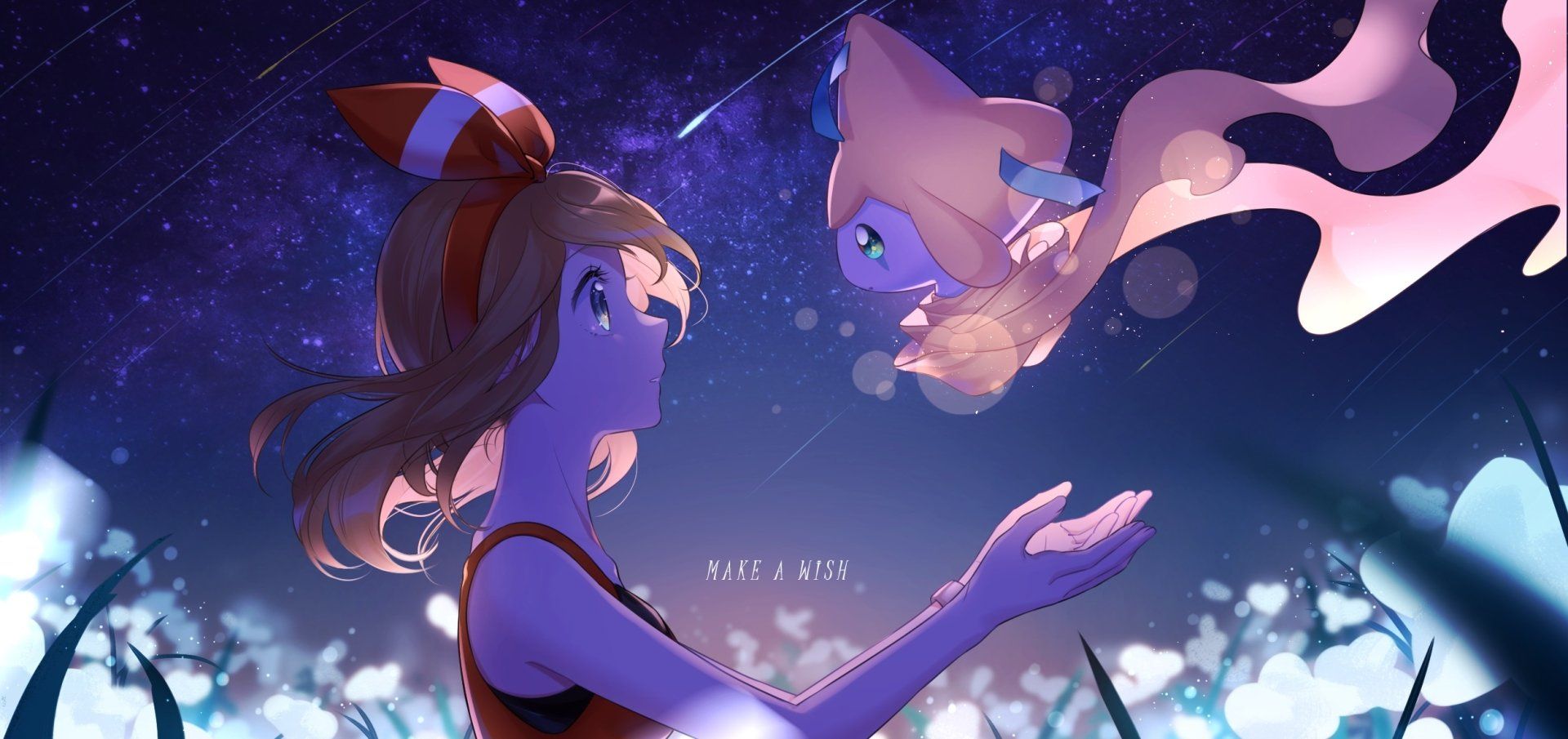 1920x905 May & Mew: Magical Night in HD Pokémon Anime Wallpaper by みっこx1178