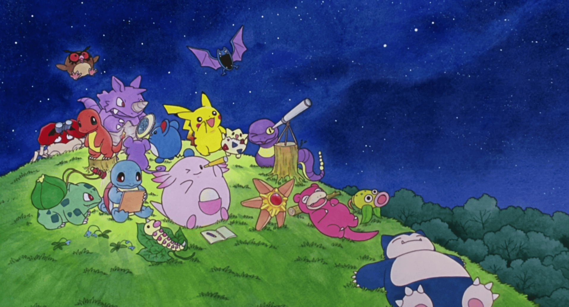 1916x1036 Stargazing Pokémon: HD Anime Night Adventure Wallpaperx1036