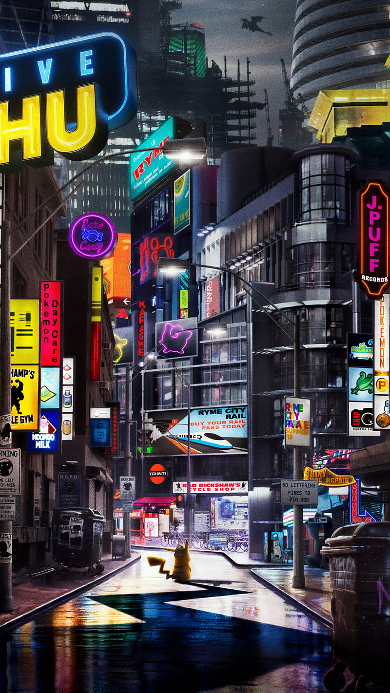 800x1422 Pokemon, animation, character, city, game, night, route, yellow, HD phone wallpaper
