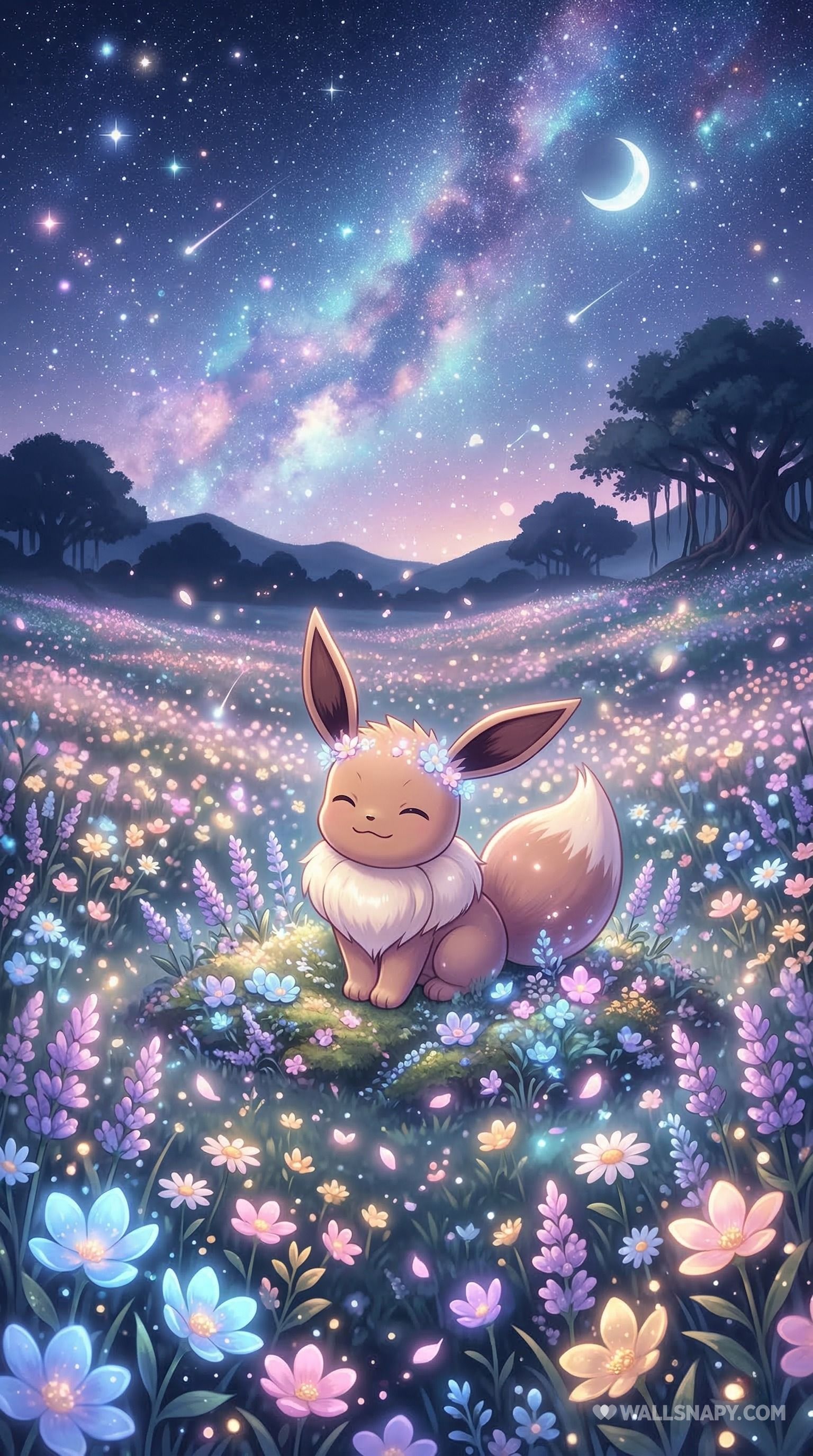 1536x2752 Adorable eevee in night sky pokemon 4k wallpaper