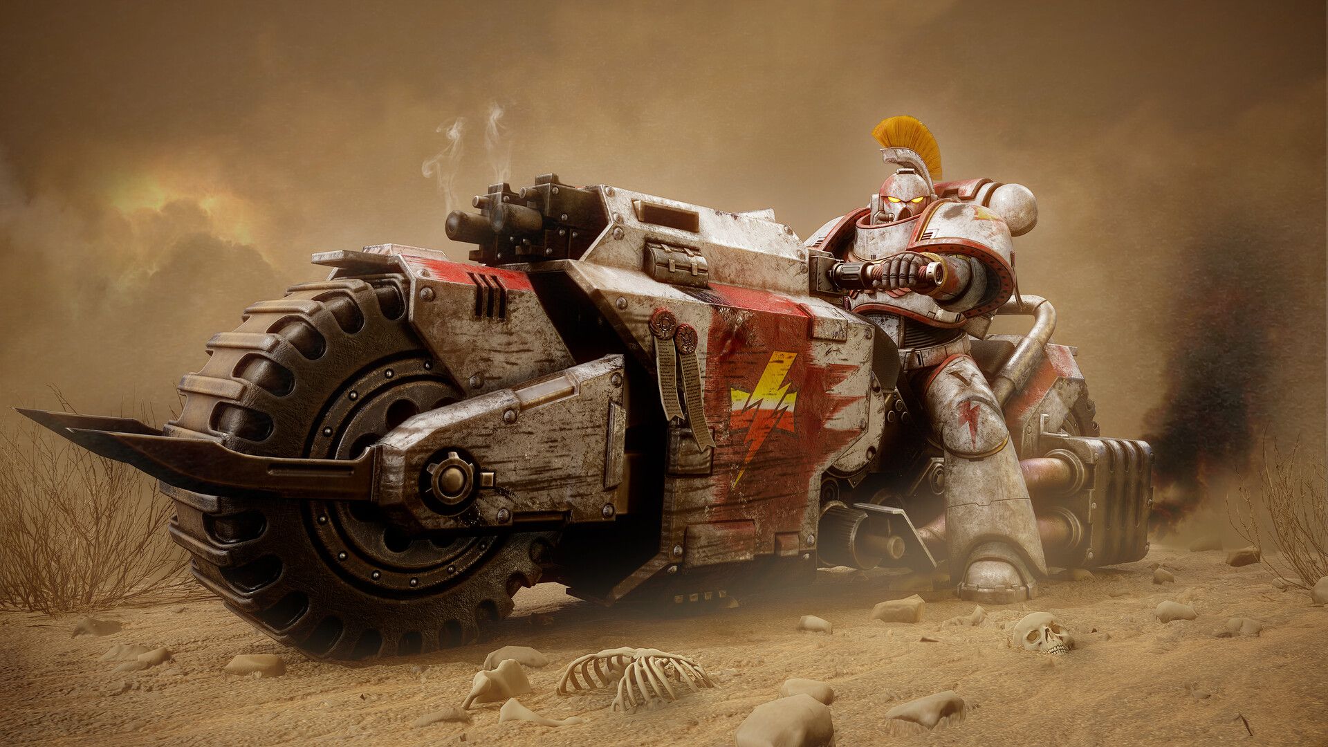 1920x1080 Space Marine Outrider (White Scars) 40k fanart