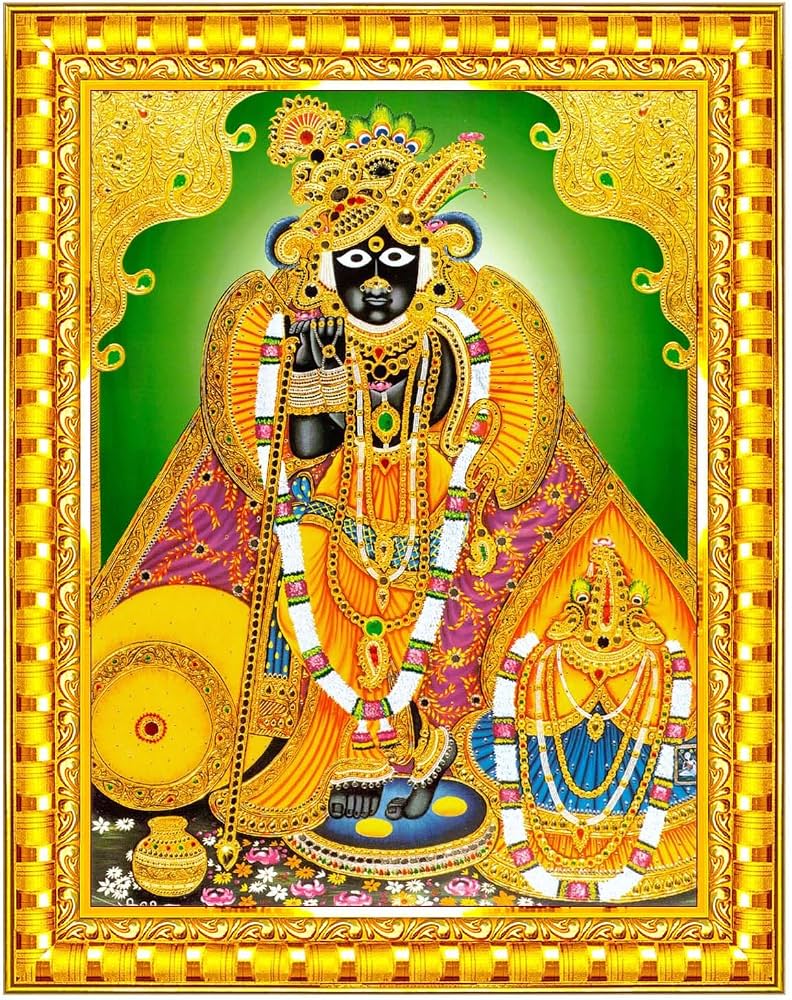792x1000 Pavan Photo Laminations Banke Bihari Vrindavan Bankey Ji Wall Painting Framed Home Decor (Wood, Acrylic, Gold, Small Size, 6x8 Inch) R1893S : Amazon.in