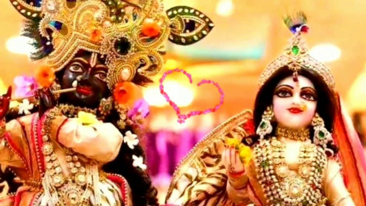 1280x720 Download Banke Bihari Temple Features Two Deities Wallpaper