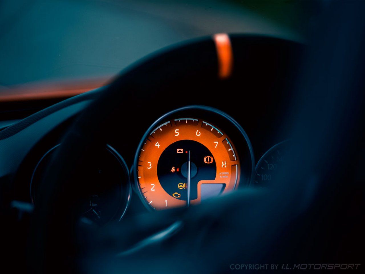 1280x960 MX 5 Tachometer / Speedometer Dial Face Orange