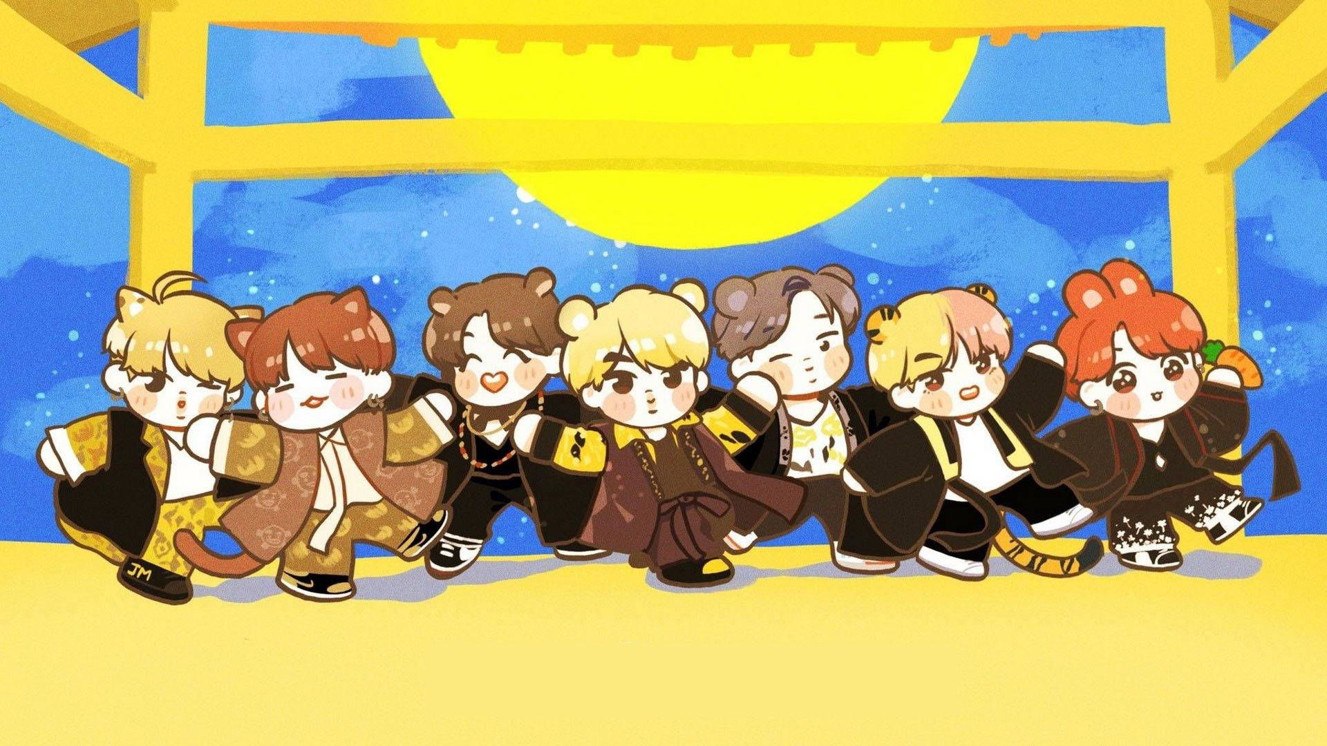 1920x1080 Download BTS Chibi Dance Wallpaper