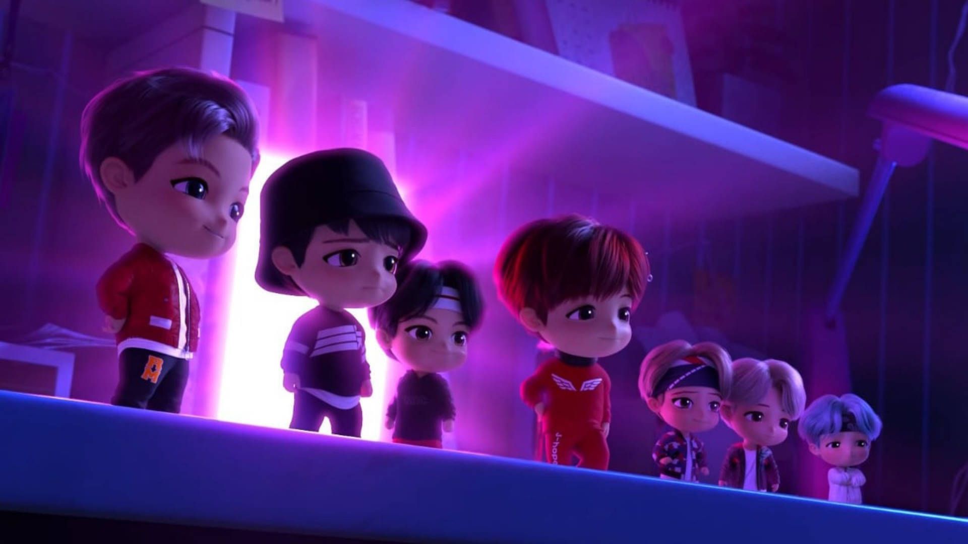 1920x1080 Download BTS Tinytan Glowing Purple Light Wallpaper