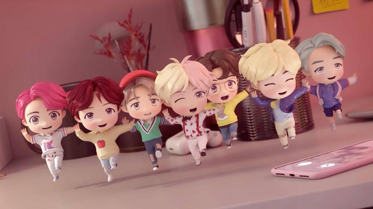 1280x720 Download BTS TinyTAN Characters Dancing Laptop Wallpaper