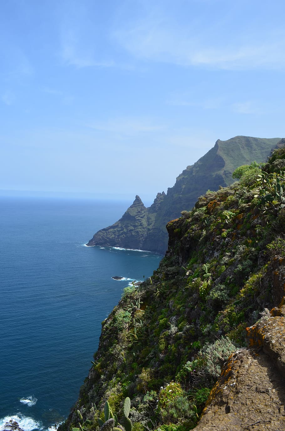 910x1374 HD wallpaper: tenerife, anaga mountains, punta de hidalgo, island, ocean