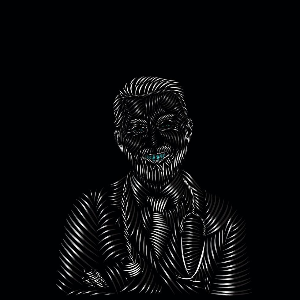 980x980 Doctor Wear Medical Suit Line Pop Art Potrait Logo Colorful Design With Dark Background. Isolated Black Background For T Shirt