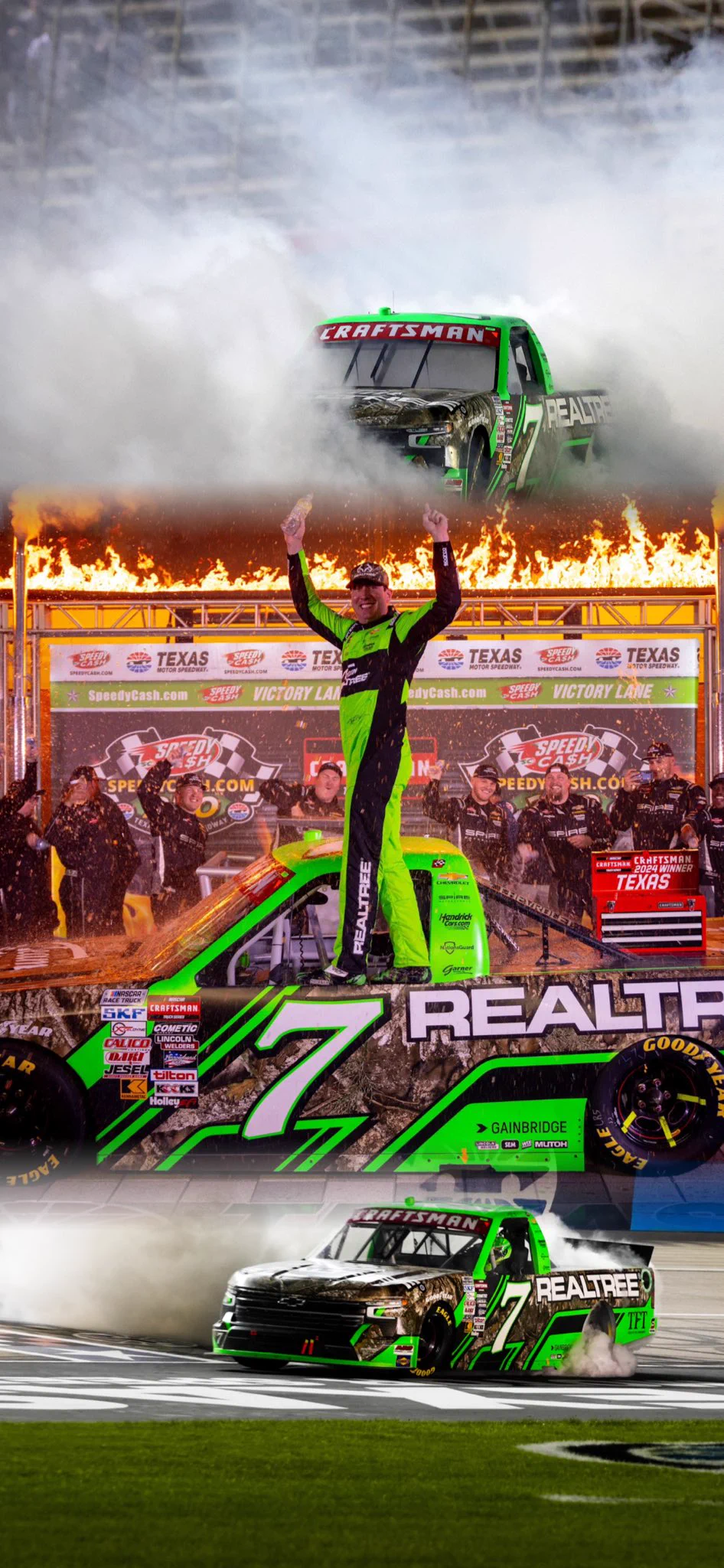 946x2048 NASCAR Wallpaper on X: Kyle Busch held off the field and took Realtree to victory lane Friday night at Texas for his second Truck win of the season! / X