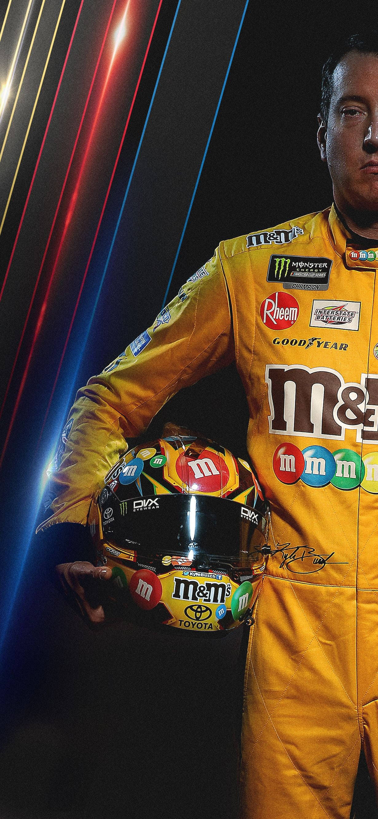 1230x2662 Download Kyle Busch Dynamo on the Racecourse Wallpaper