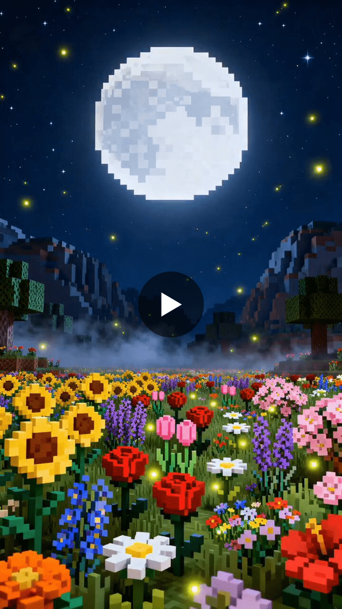 675x1200 Minecraft Full Moon Flower Live Wallpaper