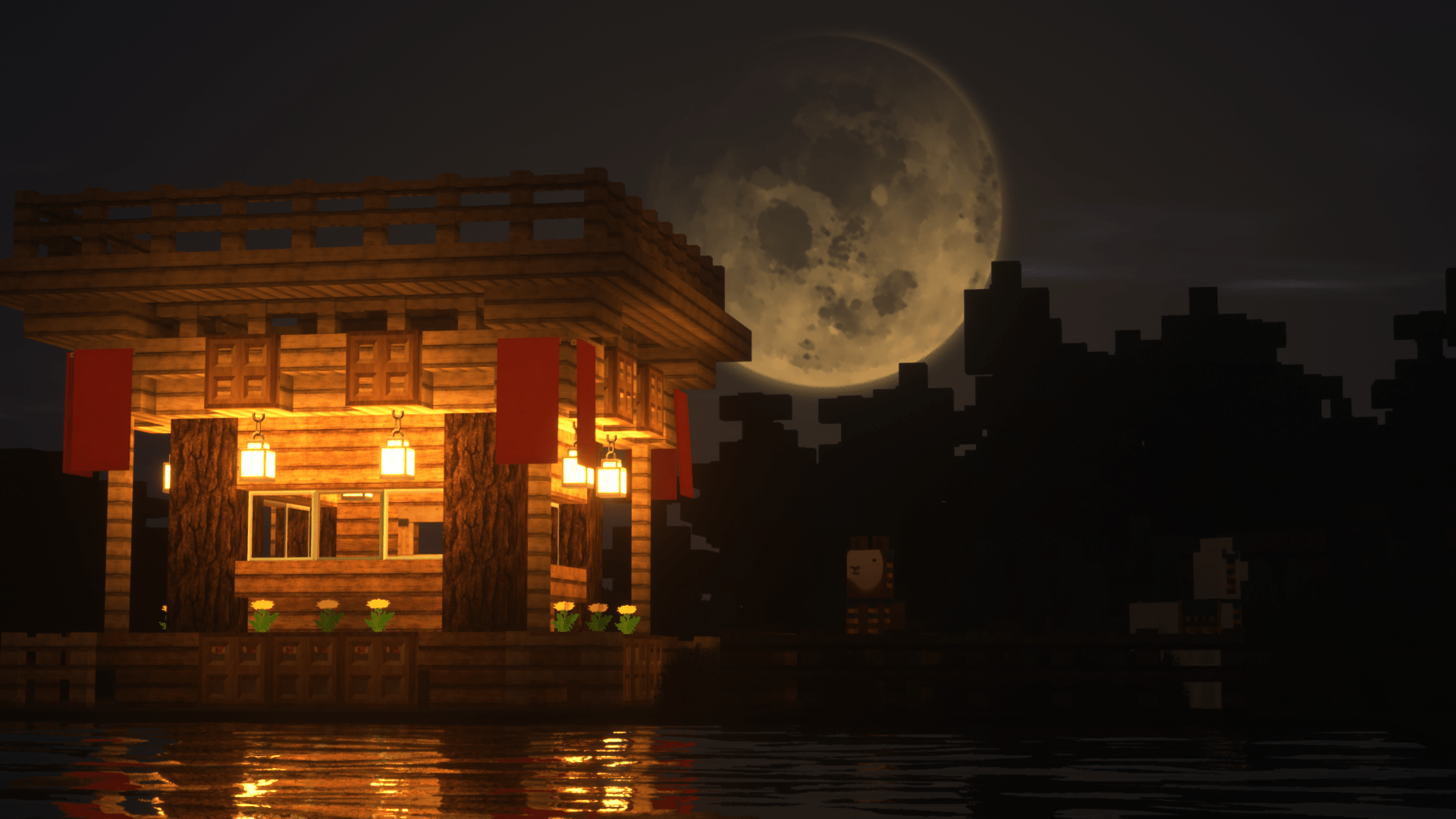 1920x1080 Hope y'all stay safe and have a peaceful night with a beautiful moon <3