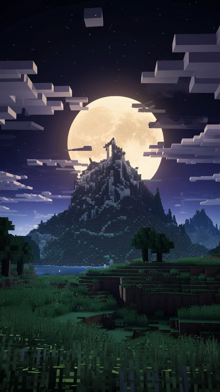 720x1280 Minecraft 8k Night Scenery