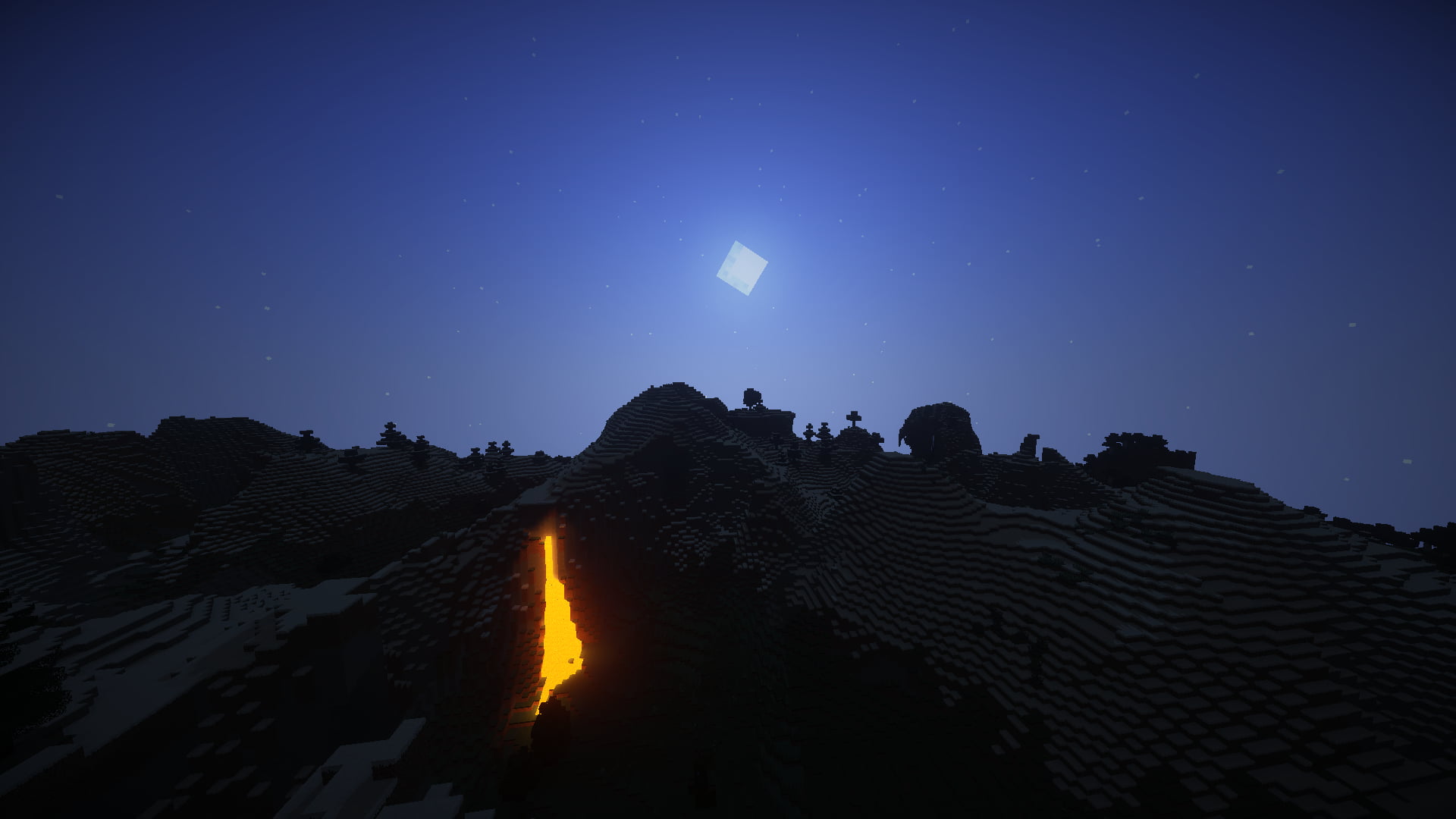 1920x1080 Green mountain, Minecraft, Sun, Moon, lava HD wallpaper