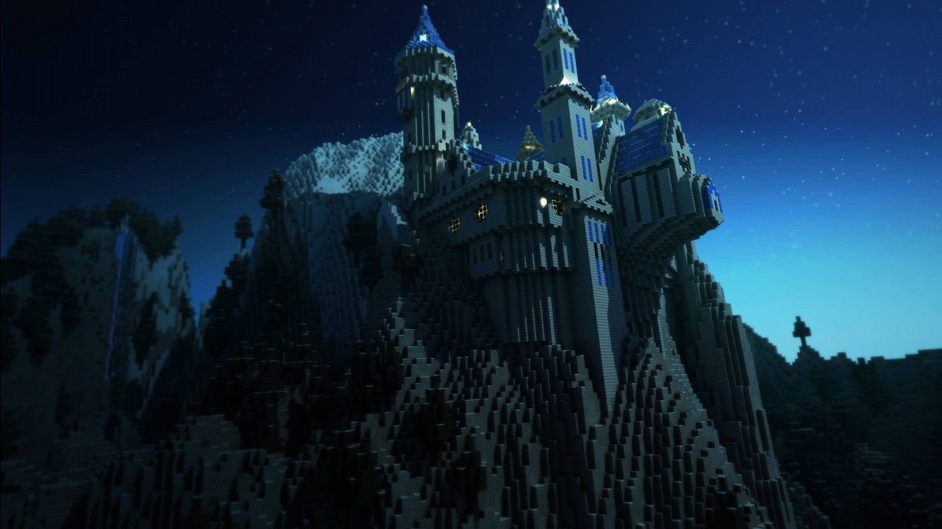 1366x768 Minecraft Sky Stars Night 4K HD Wallpaper