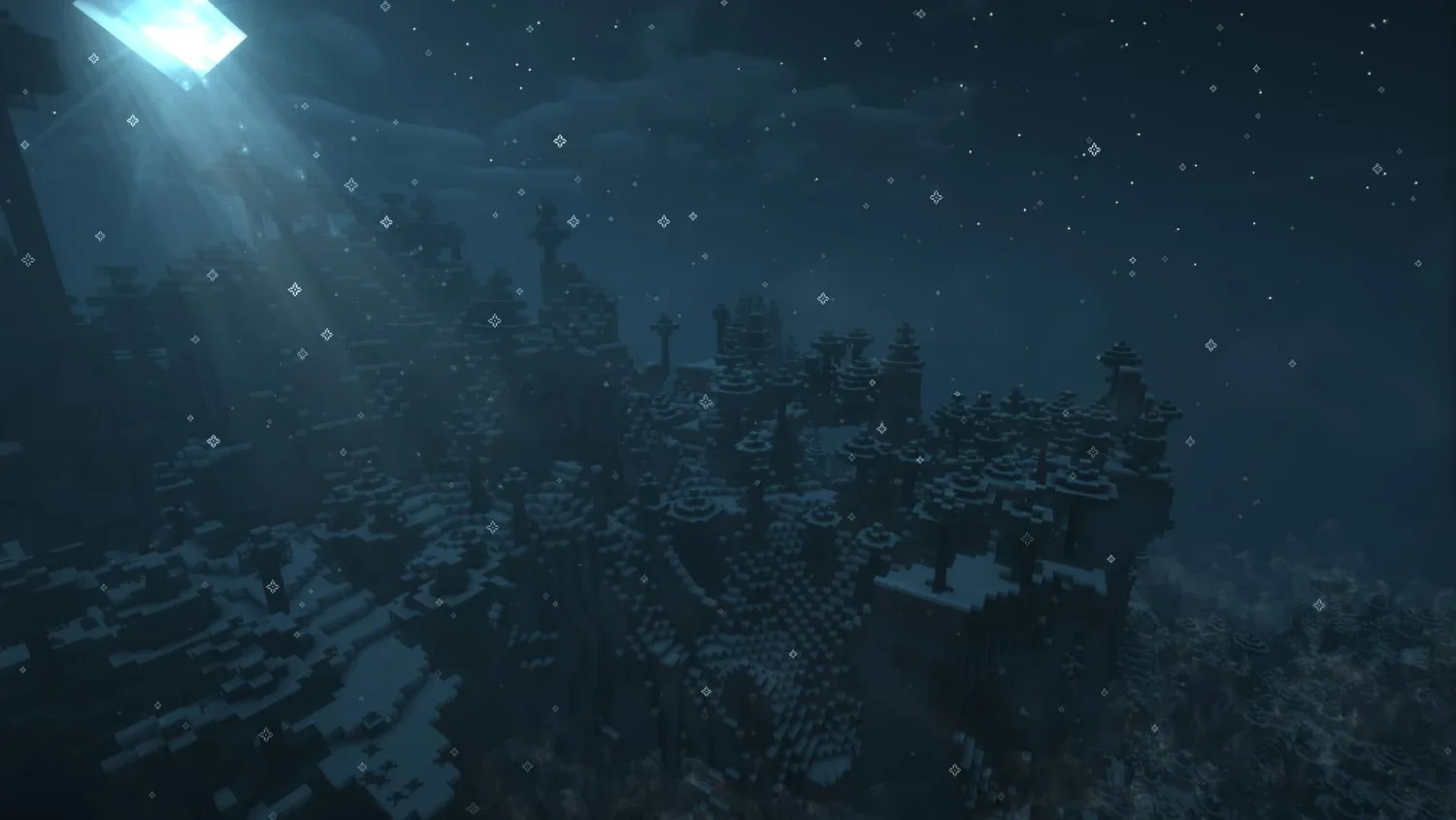 1500x845 Minecraft Winter Forest at Night Wallpaper