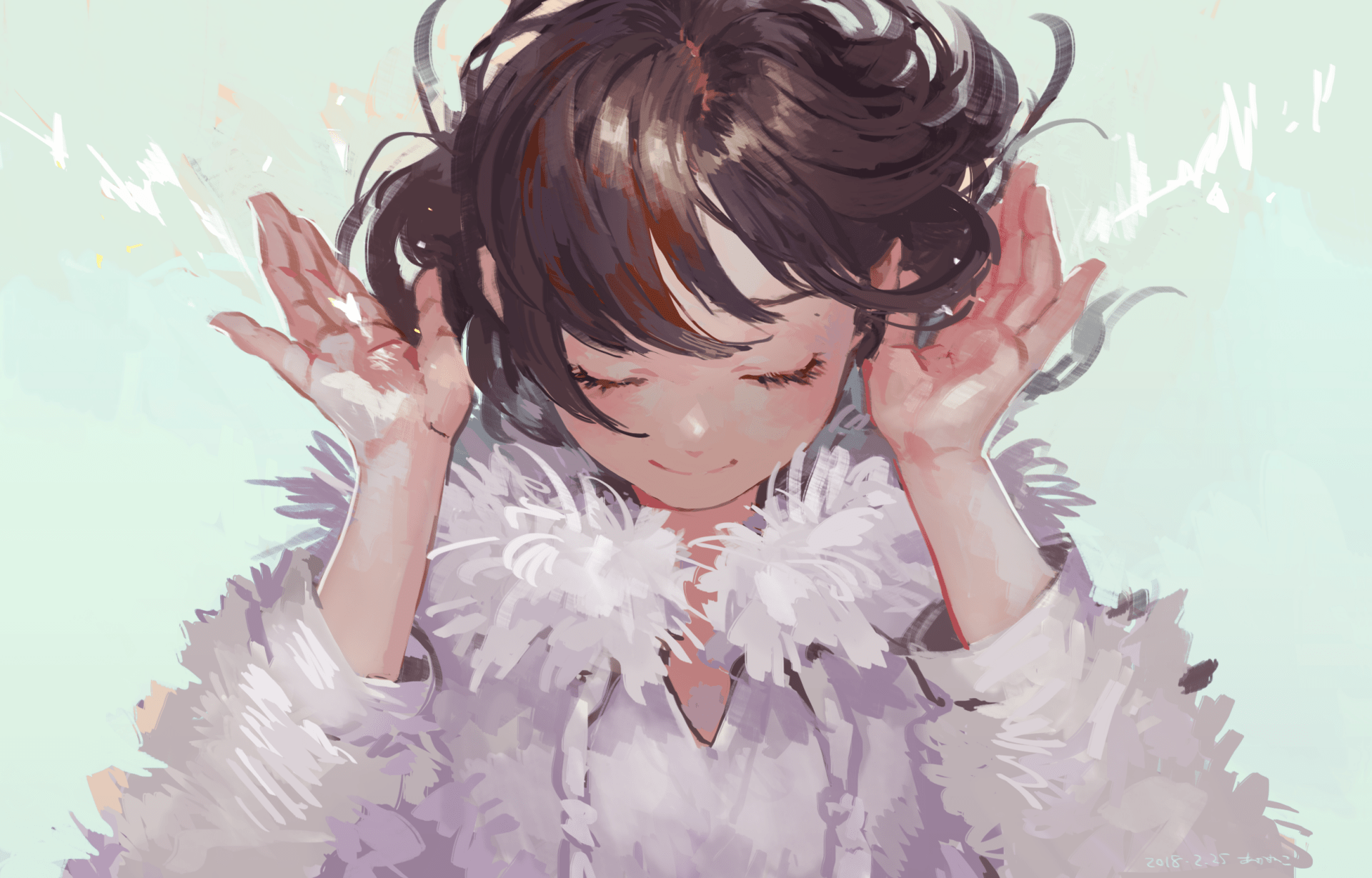 1920x1229 Serene Anime Girl Smile Wallpaper by あかねこx1600