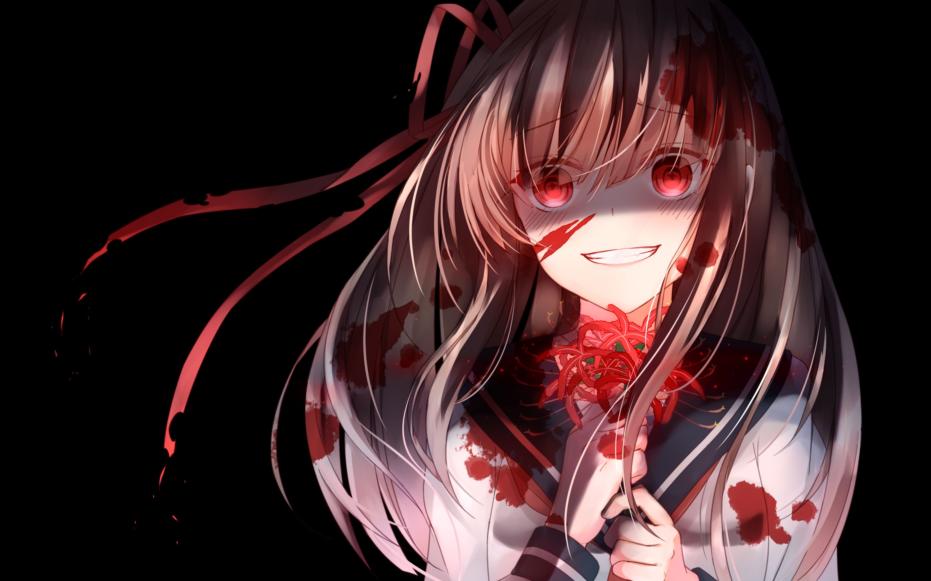 3000x1875 HD Anime Girl Wallpaper: Crimson Smile