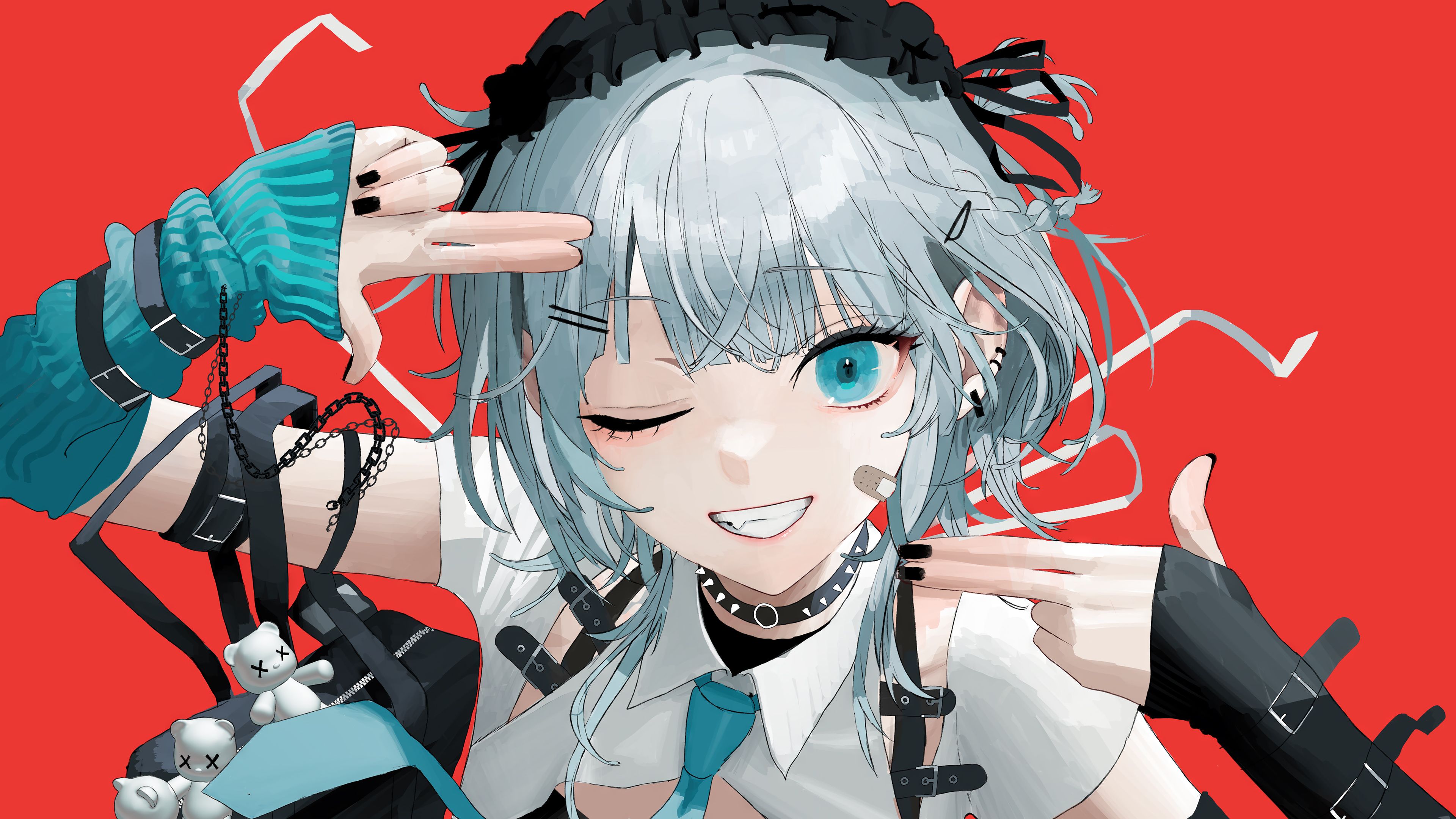 3840x2160 Anime Girl Wink Smile Wallpaper 4K HD PC h