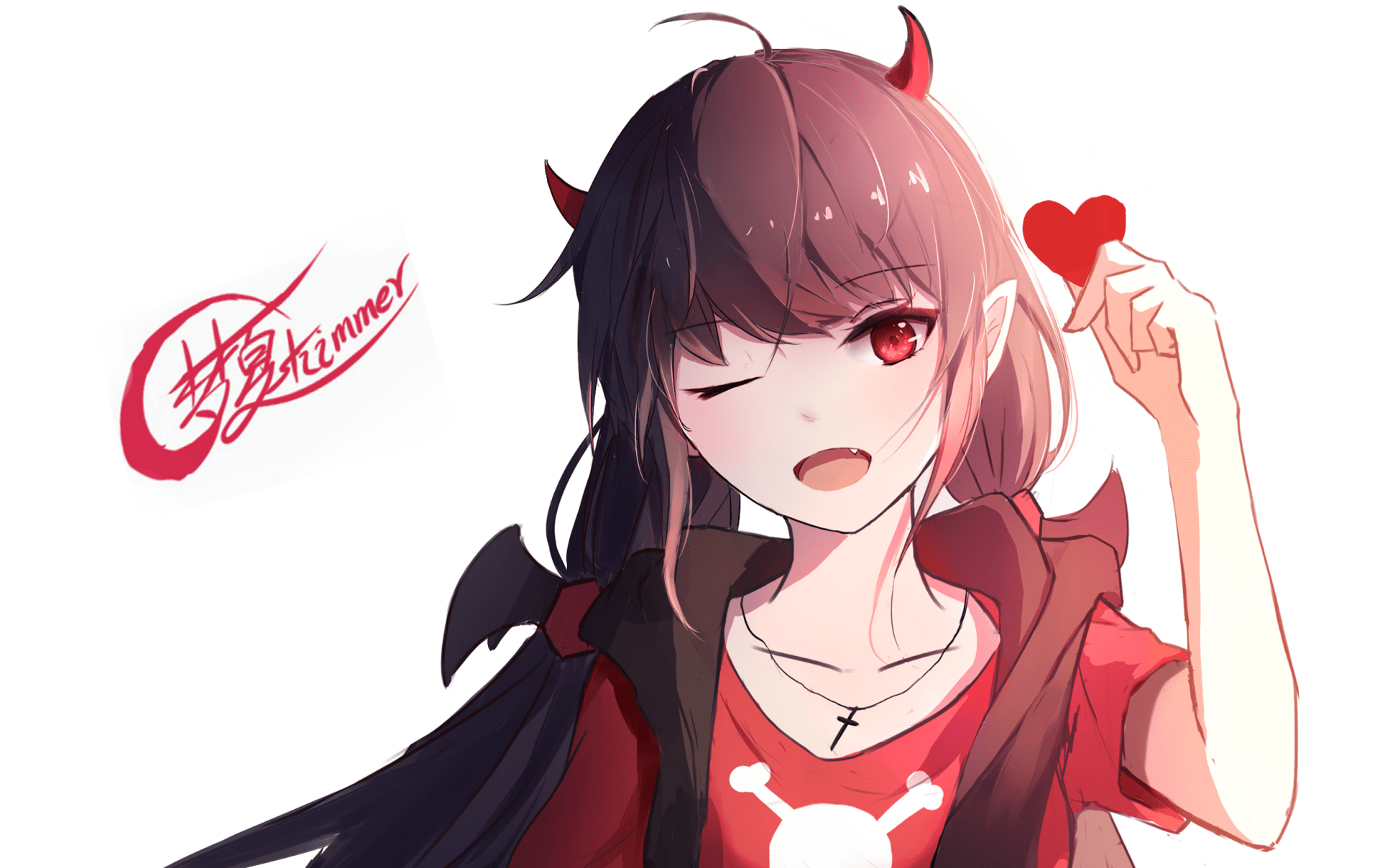 1920x1208 Red Eyed Smile: Anime Girl HD Wallpaper By 梦夏shimmerx1560