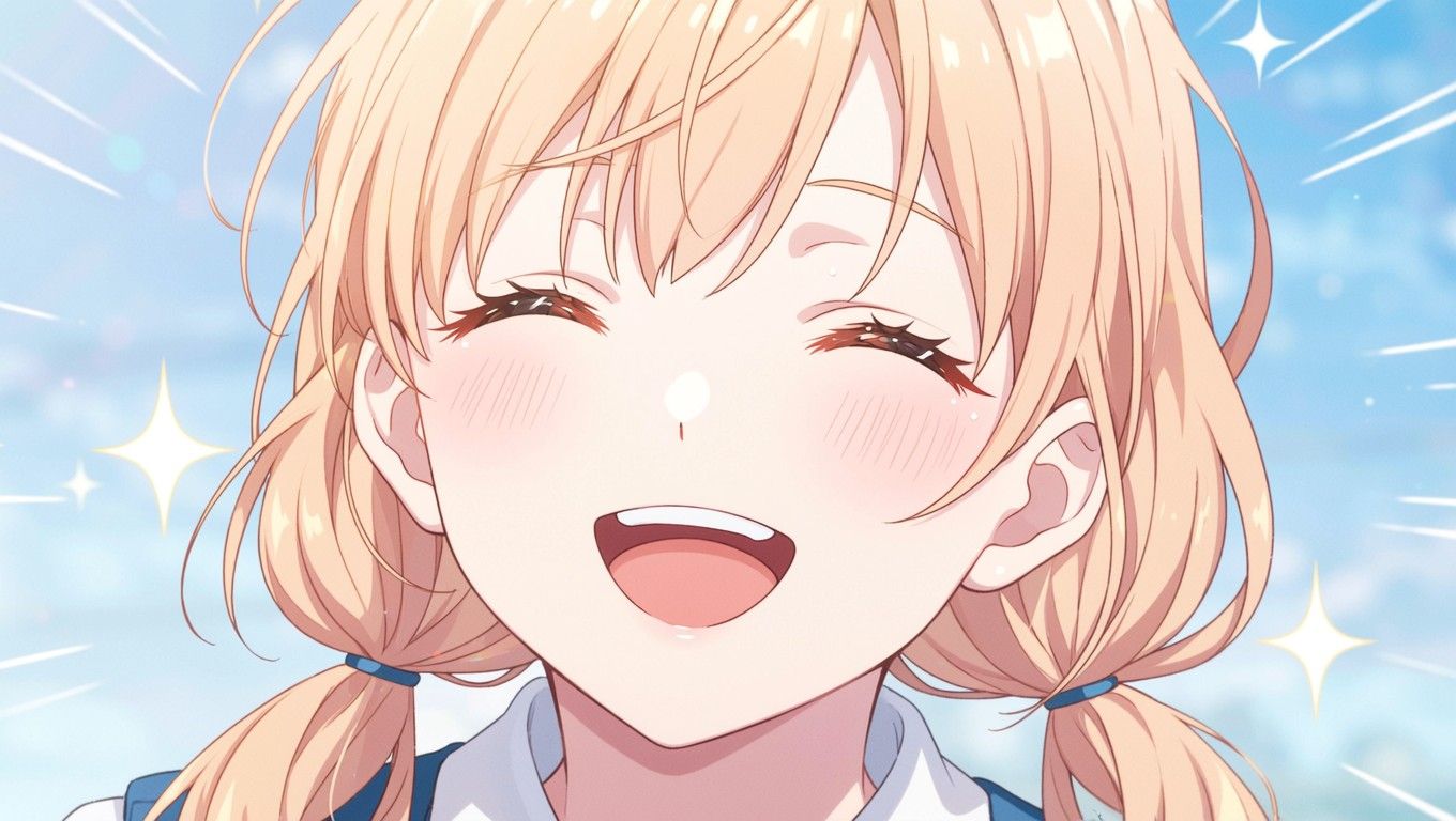 1360x768 Download Joyful Anime Smile Image, Manga, Girl