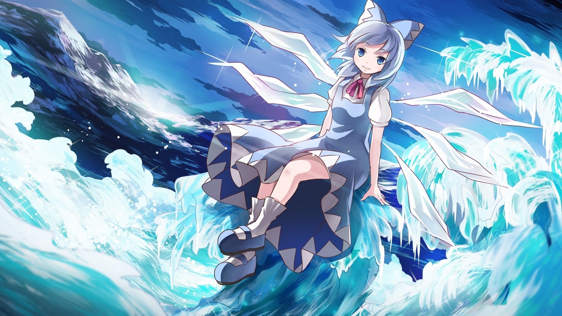 1920x1080 Wallpaper Anime girl smile, crystals, sea 1920x1080 Full HD 2K Picture, Image