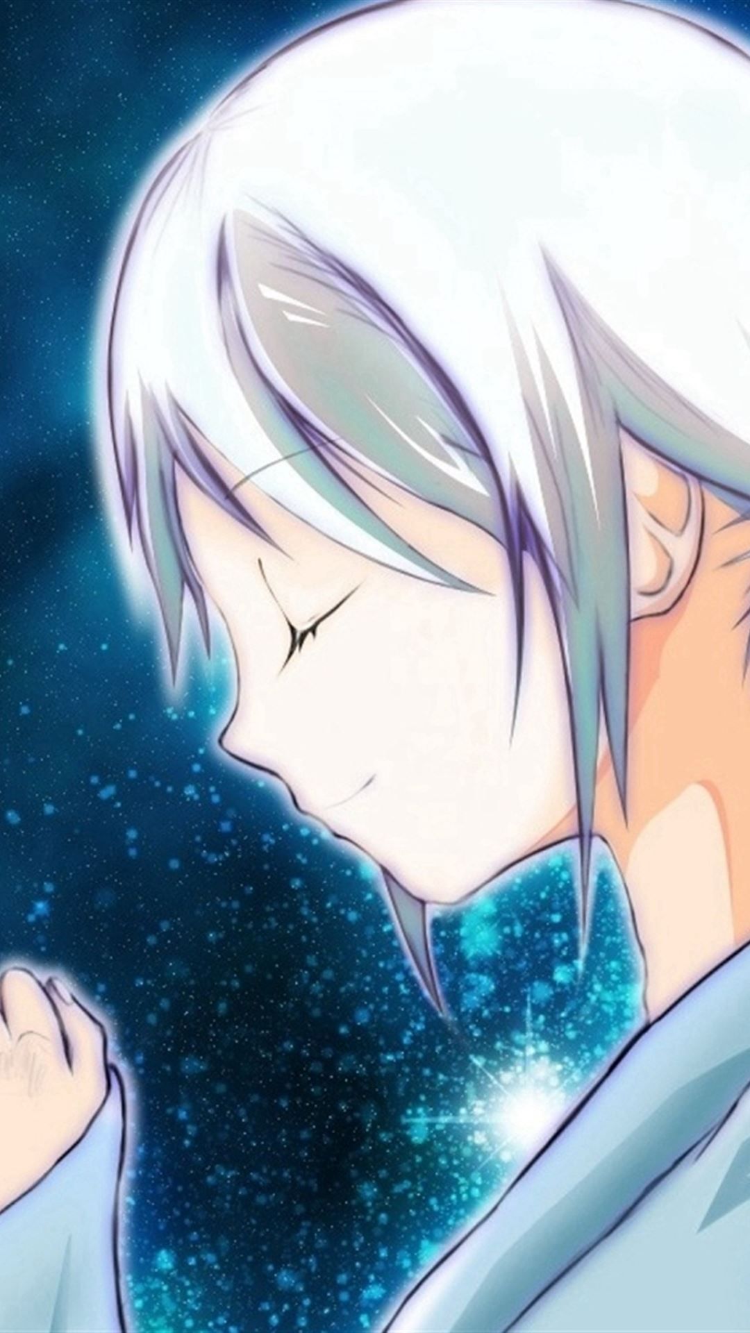 1080x1920 Anime Girl Glow Outer Space Kimono Smile iPhone 4s Wallpaper Free Download
