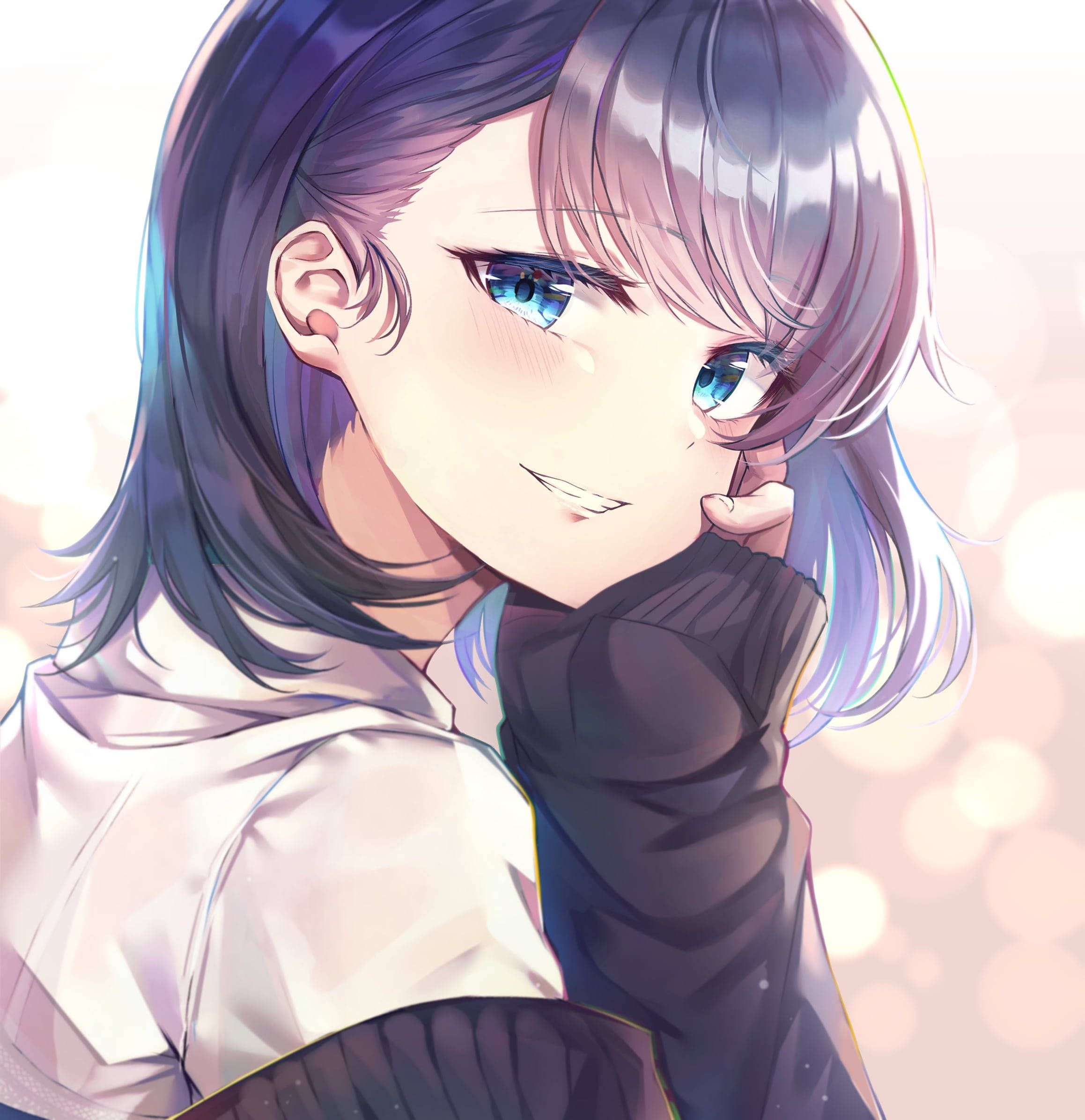2317x2392 Download Cute Kawaii Anime Girl Teasing Smile Wallpaper