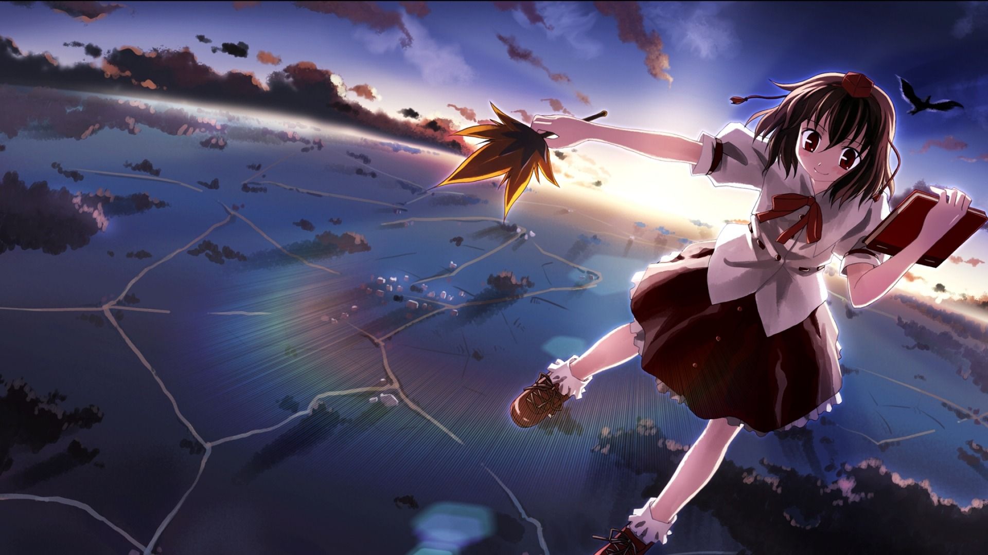 1920x1080 Girl Smile Flying Anime HD Wallpaper
