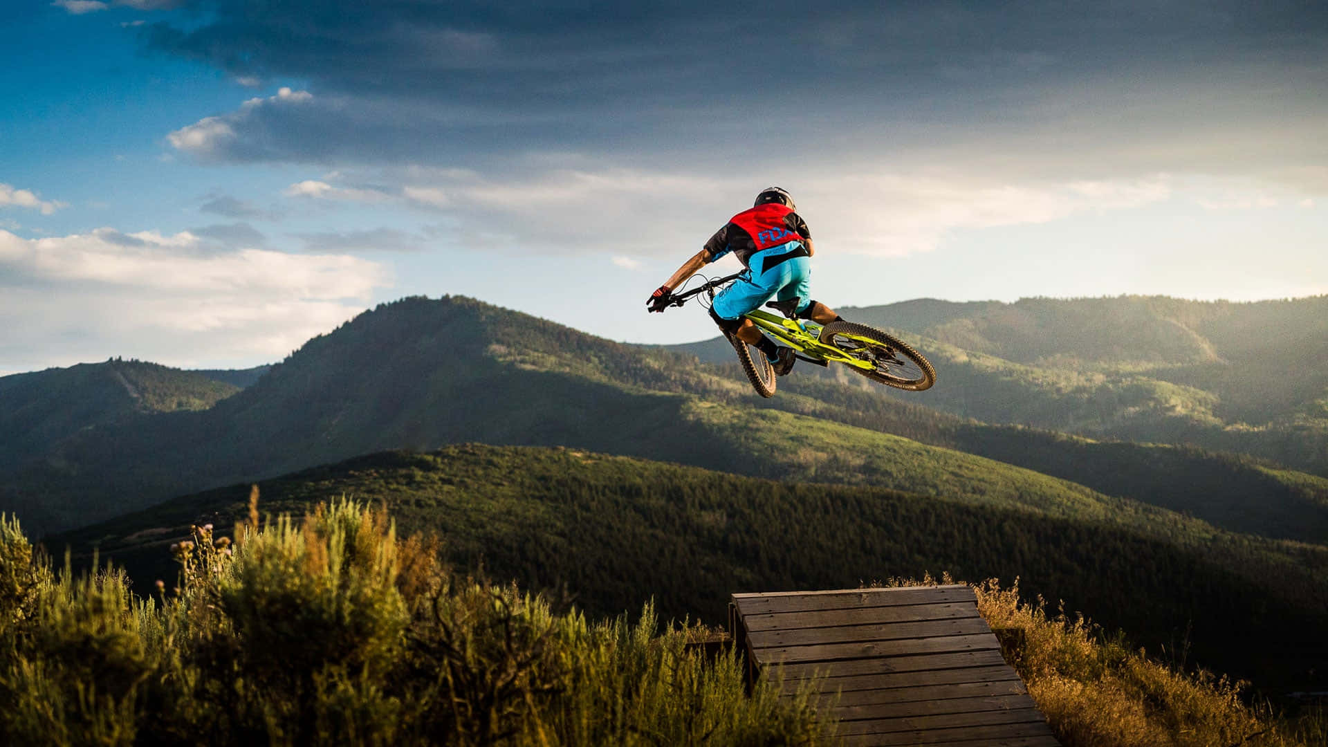 1920x1080 Download Mountain Bike Jump Sunset Silhouette Wallpaper