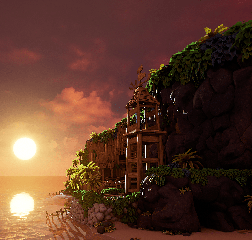 1052x1005 Media Destiny Islands at sunset. Made in Unreal Engine