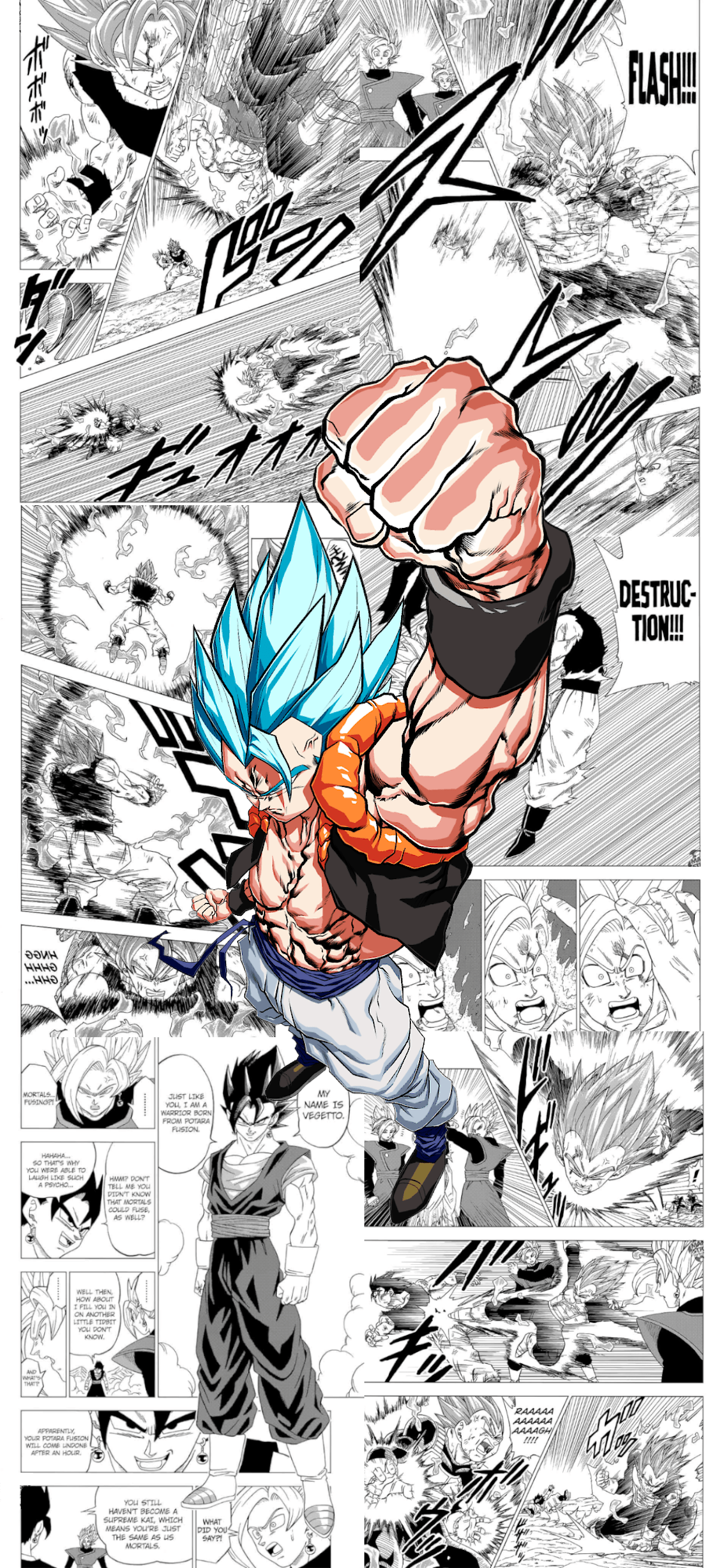 1242x2688 Dragon Ball Z Manga Pop Wallpaper