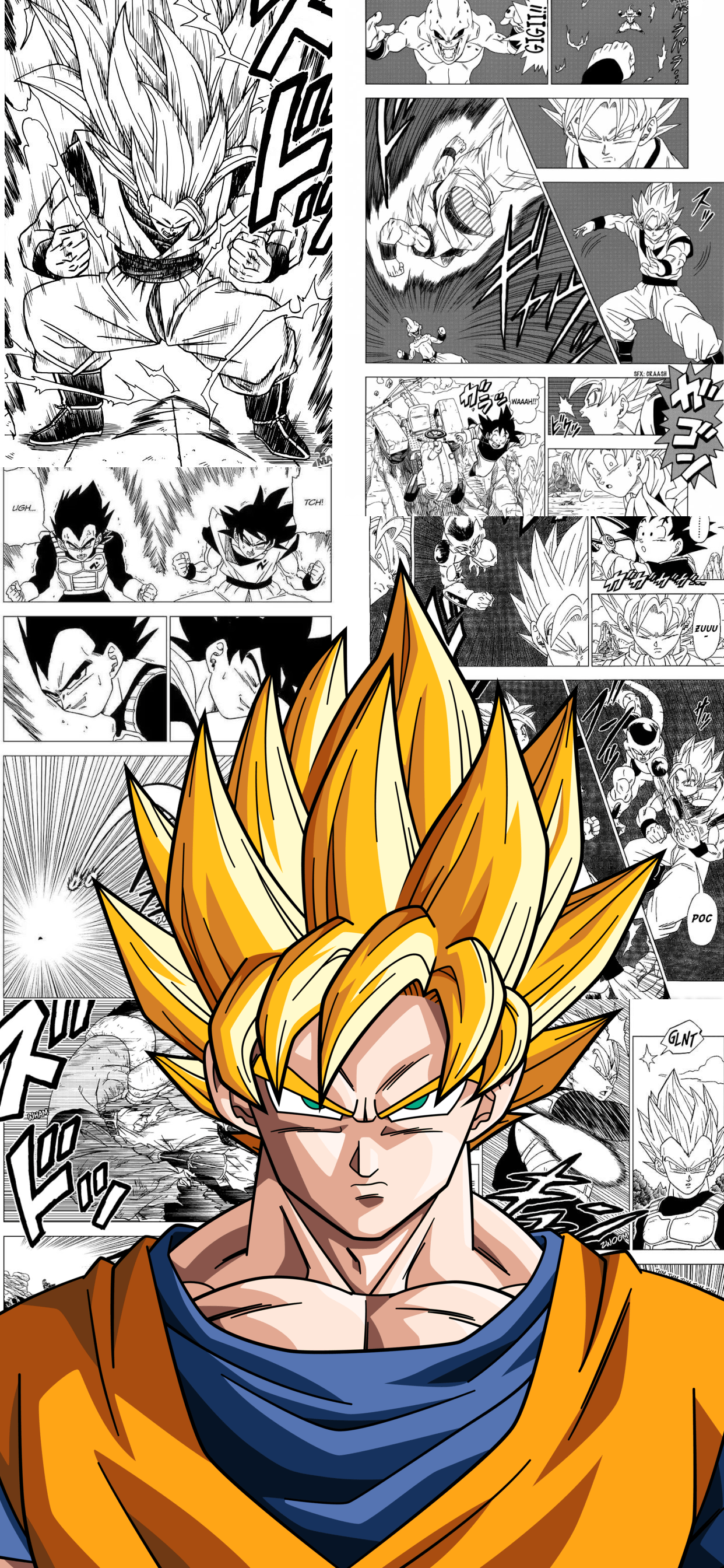 1242x2688 Dragon Ball Z Manga Pop Wallpaper