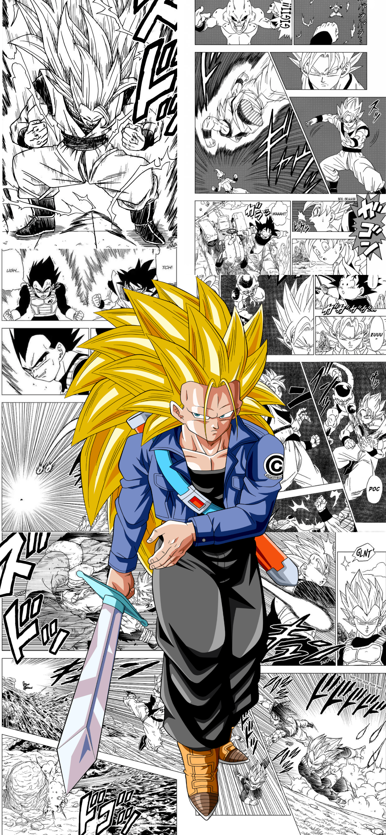 1242x2688 Dragon Ball Z Manga Pop Wallpaper