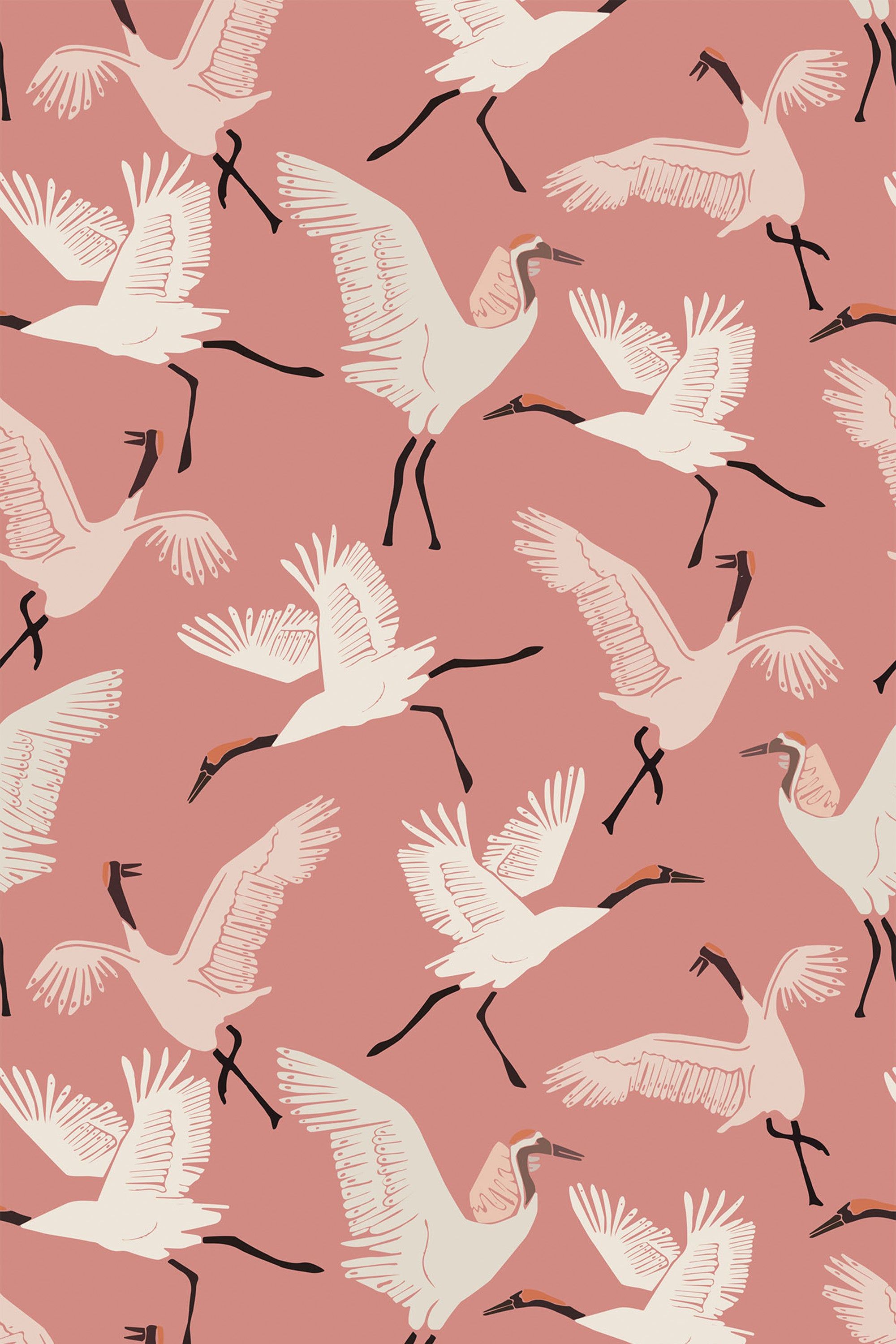 2000x3000 Rose cranes Peel and Stick Removable Wallpaper