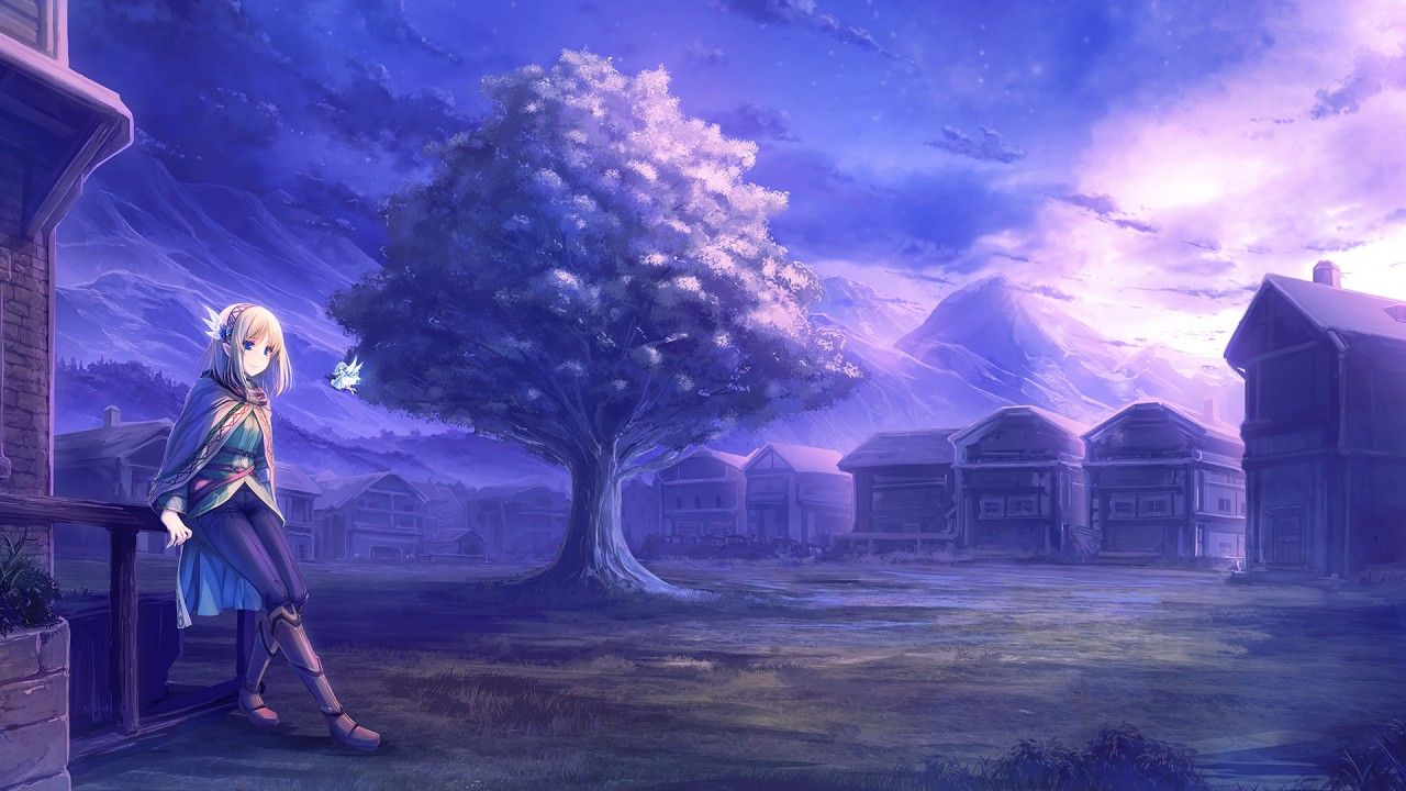 1280x720 Cayna Anime Girl Purple Nature Background HD In the Land of Leadale Wallpaper