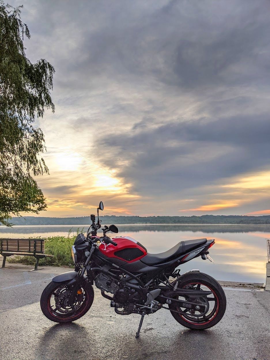 937x1249 A beautiful machine with a beautiful sunrise. 2017 Suzuki SV650 [OC]