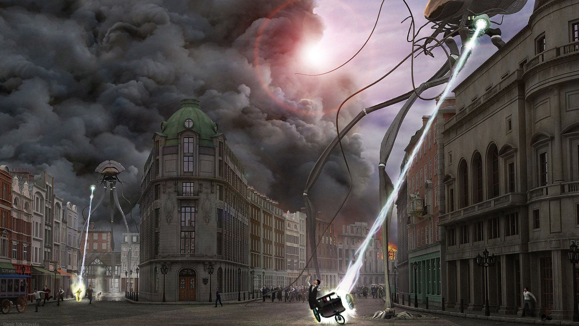1920x1080 Alien Invasion: Sci Fi HD Wallpaper Of A Futuristic City Under Siegex1080