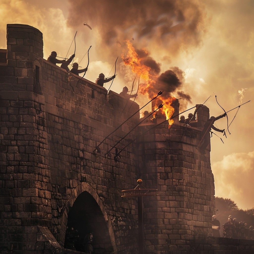 1024x1024 Download Fiery Castle Siege Image, Castle, Fire