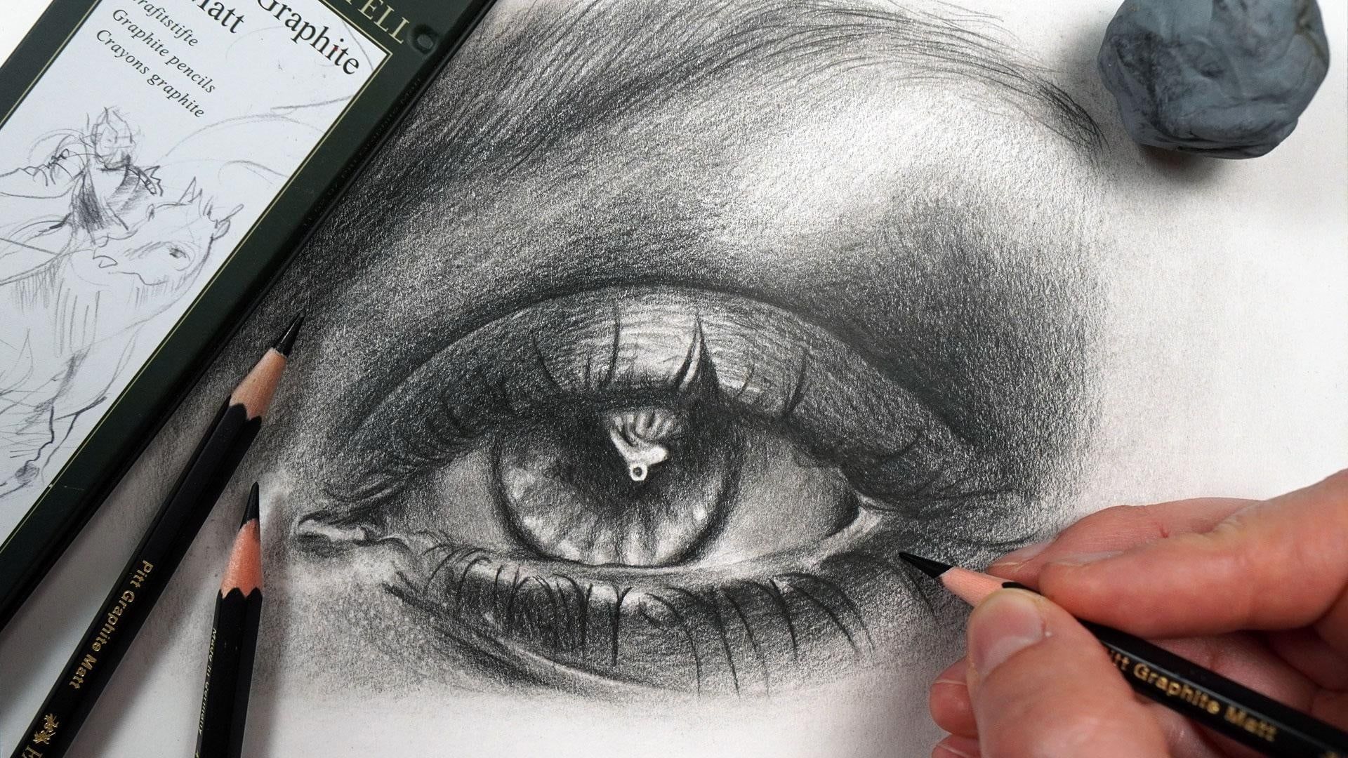 1920x1080 Realistic Eye: Portraits with Graphite Pencils
