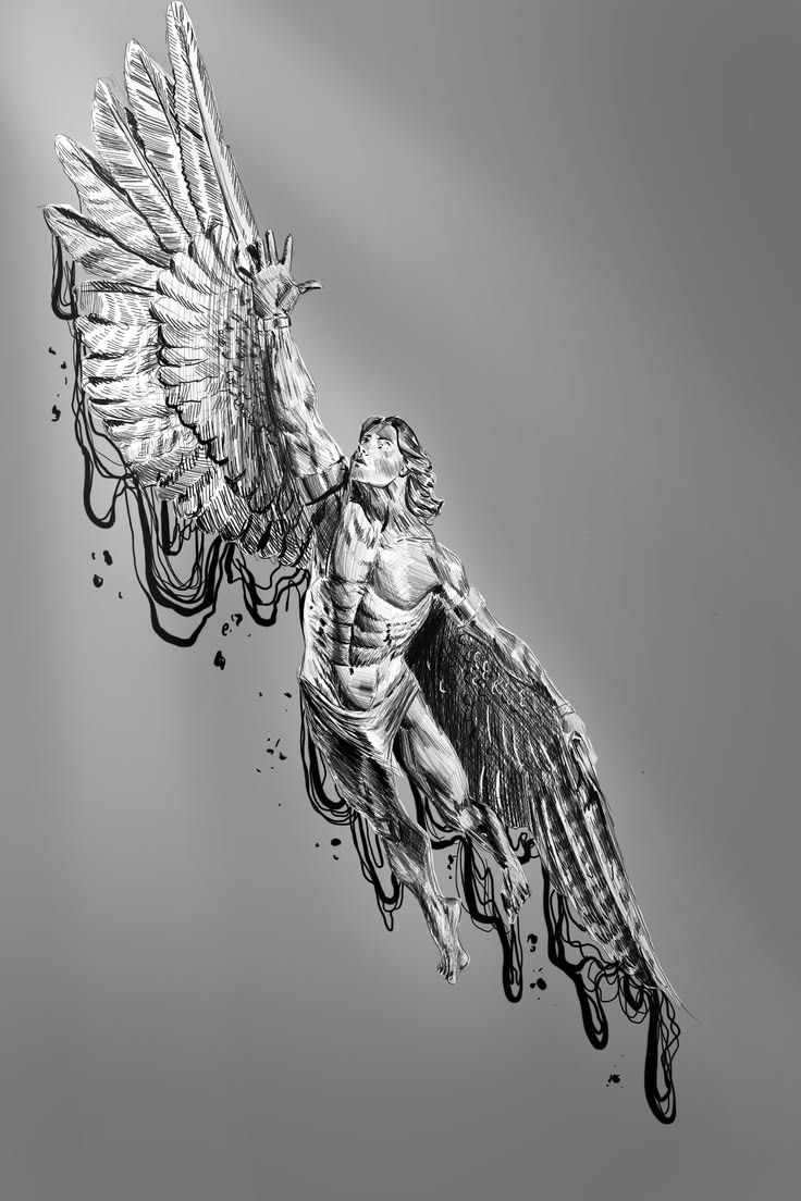 736x1104 Realistic drawing, Icarus drawing, greek myth, hashura drawing, black and white art, realistic ar