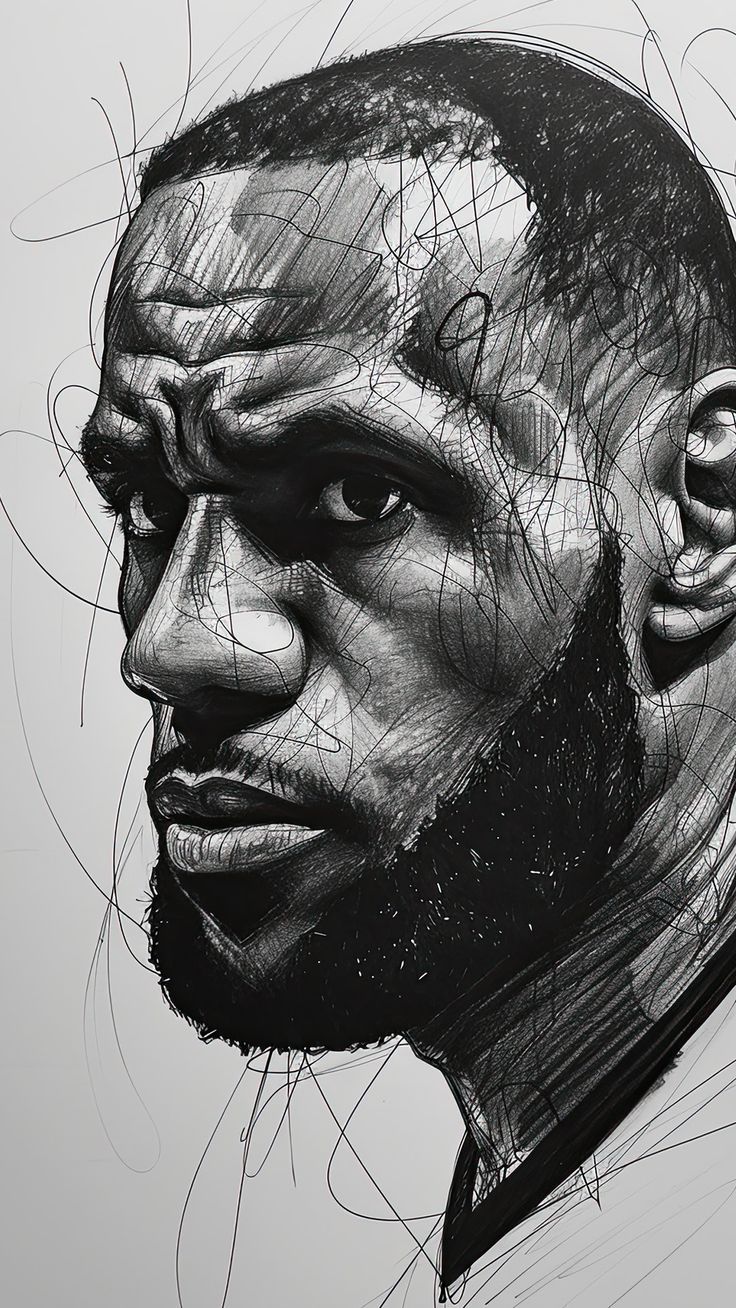 736x1308 Lebron James Wallpaper Realistic Drawings Fan Art