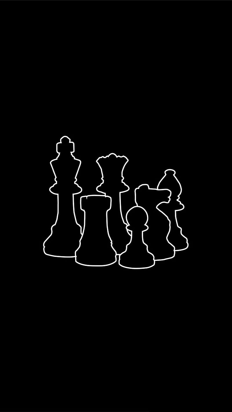 800x1422 Chess, black, outlines, white, HD phone wallpaper