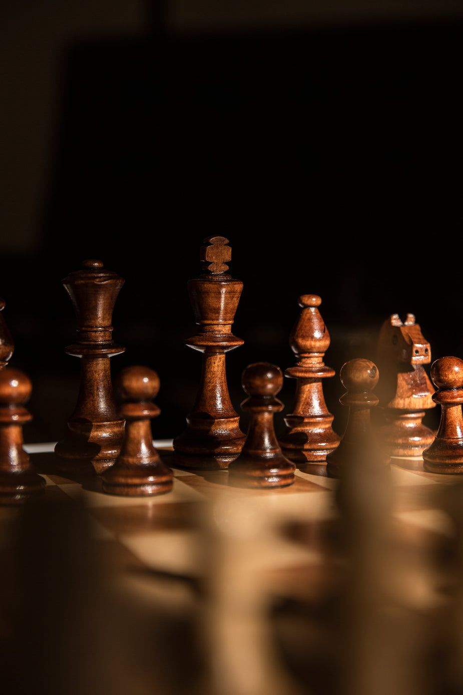 925x1388 Browse Free HD Image of Dark Wooden Chess Pieces On Black