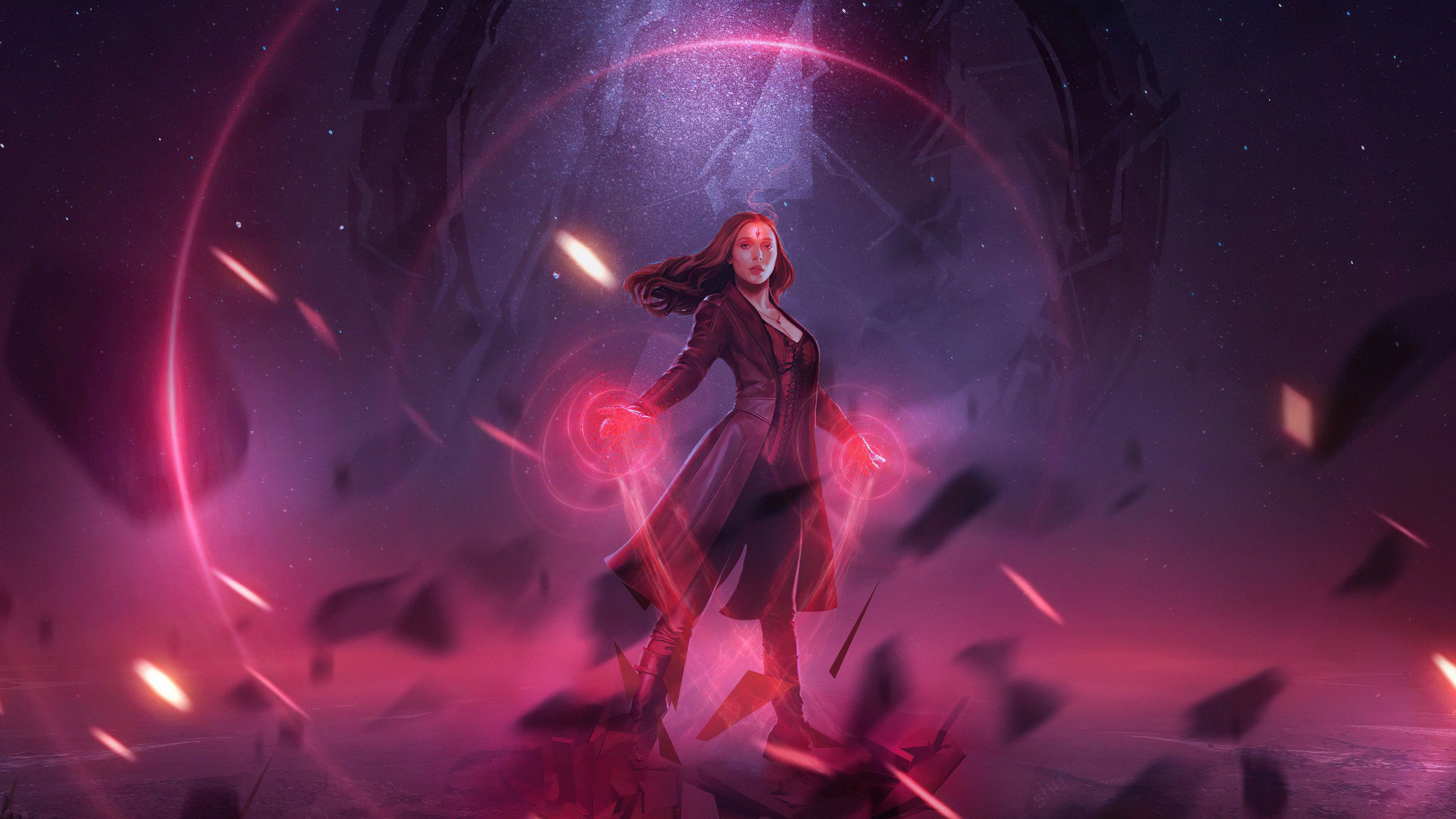 3840x2160 Elizabeth Olsen Marvel Comics Scarlet Witch Wanda Maximoff 4K HD Avengers Endgame Wallpaper