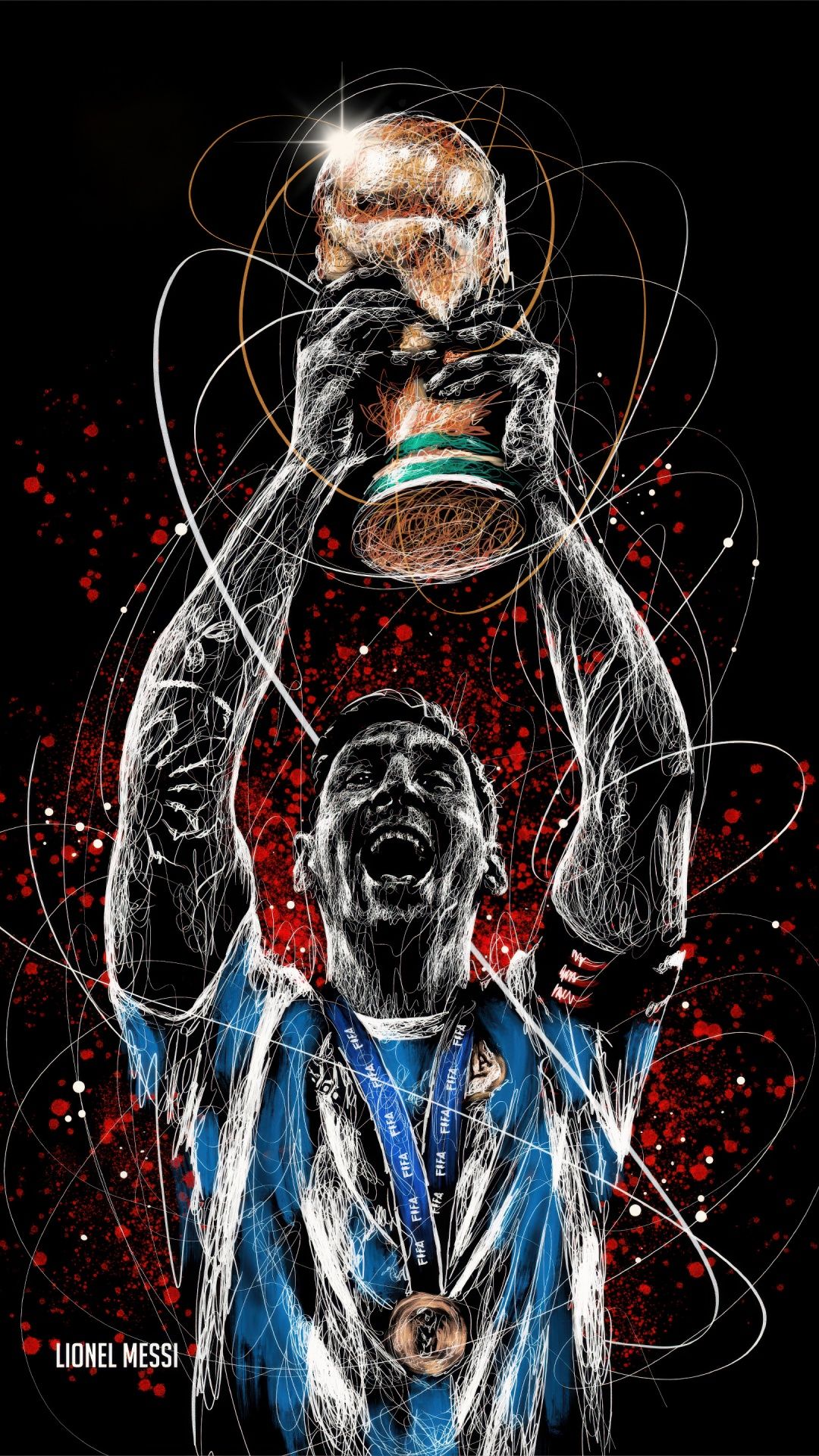 1080x1920 Lionel Messi Wallpaper 4K, World Cup Black background