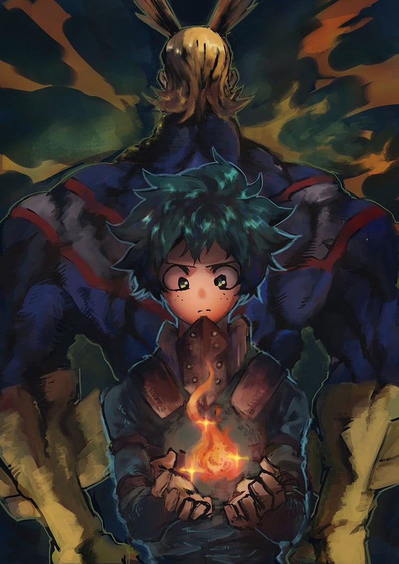 800x1131 Deku and All might, all for one, all might, anime, boku no hero, deku, my hero academy, HD phone wallpaper
