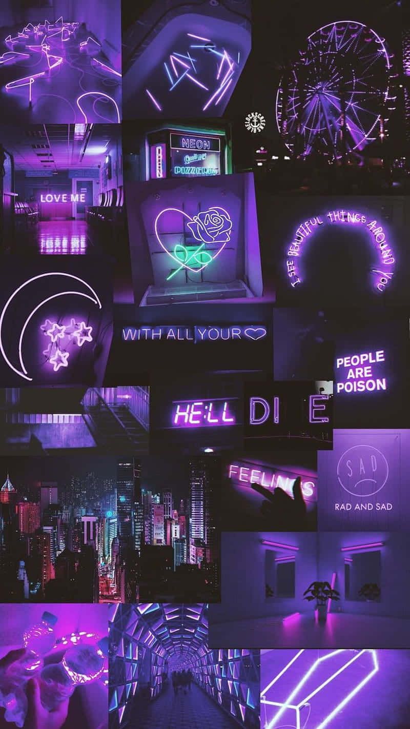 800x1422 Download Neon Nightlife Collage Wallpaper